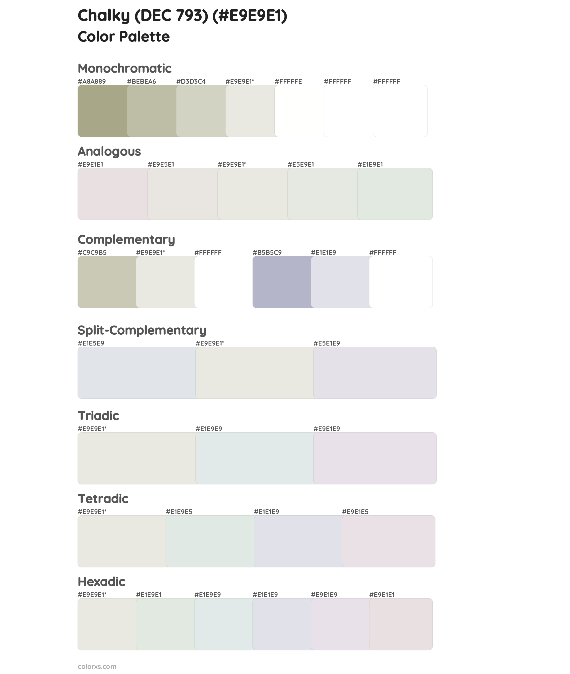 Chalky (DEC 793) Color Scheme Palettes