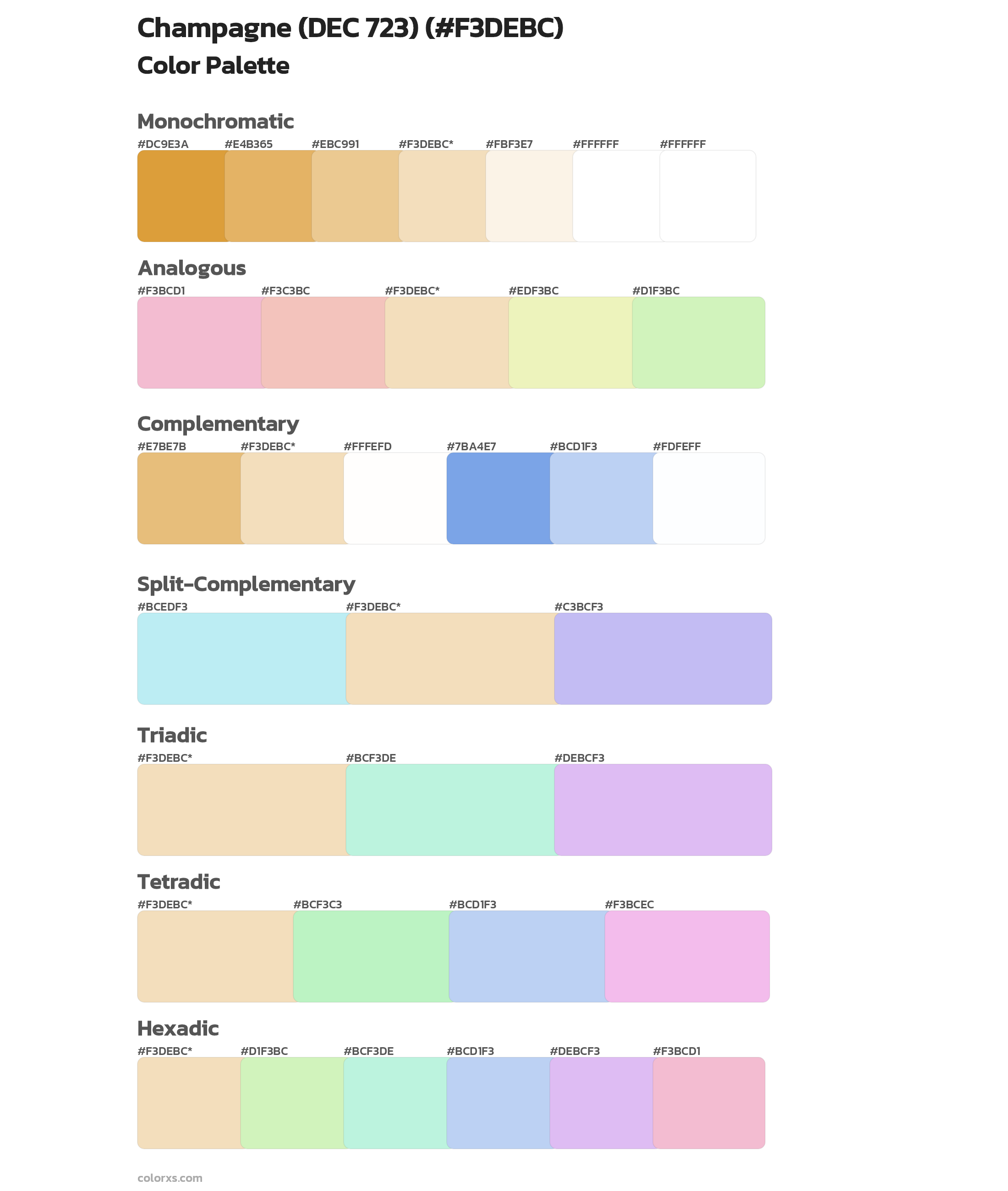 Champagne (DEC 723) Color Scheme Palettes