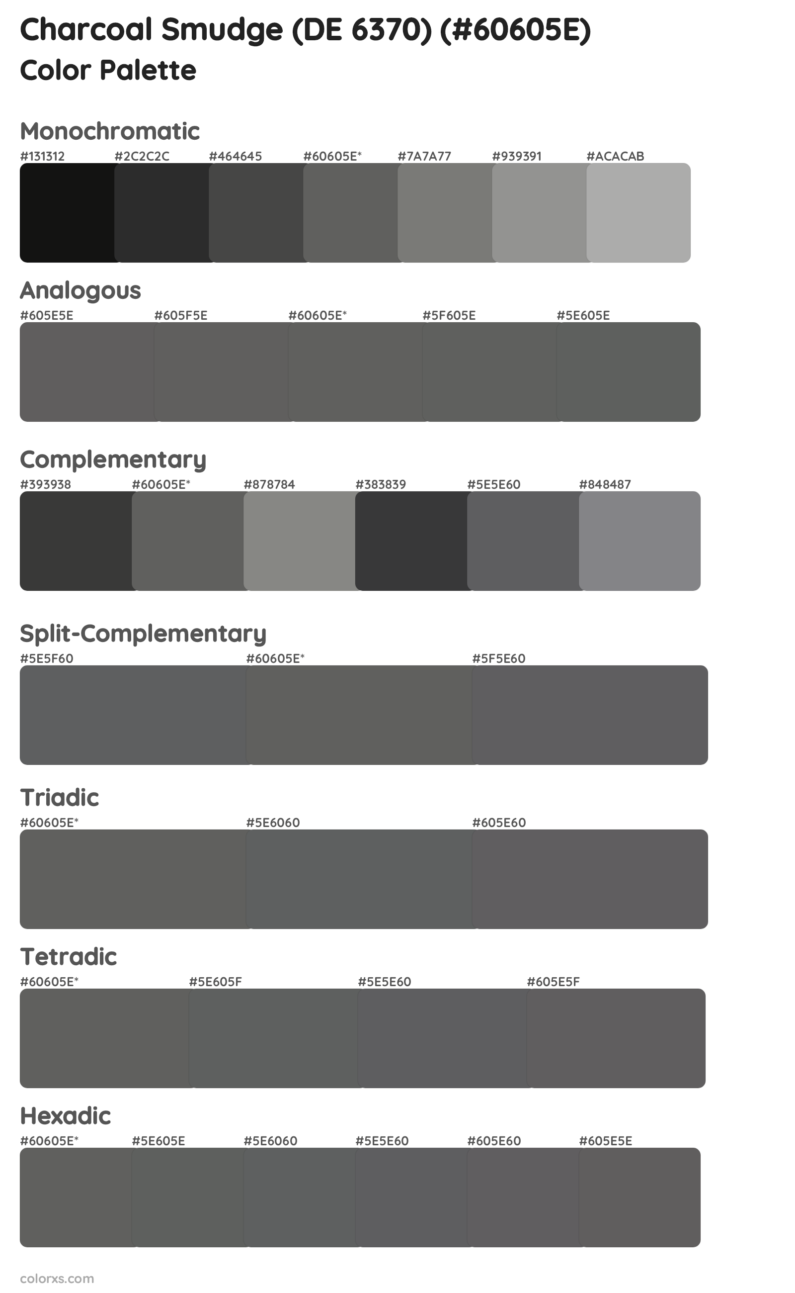 Charcoal Smudge (DE 6370) Color Scheme Palettes