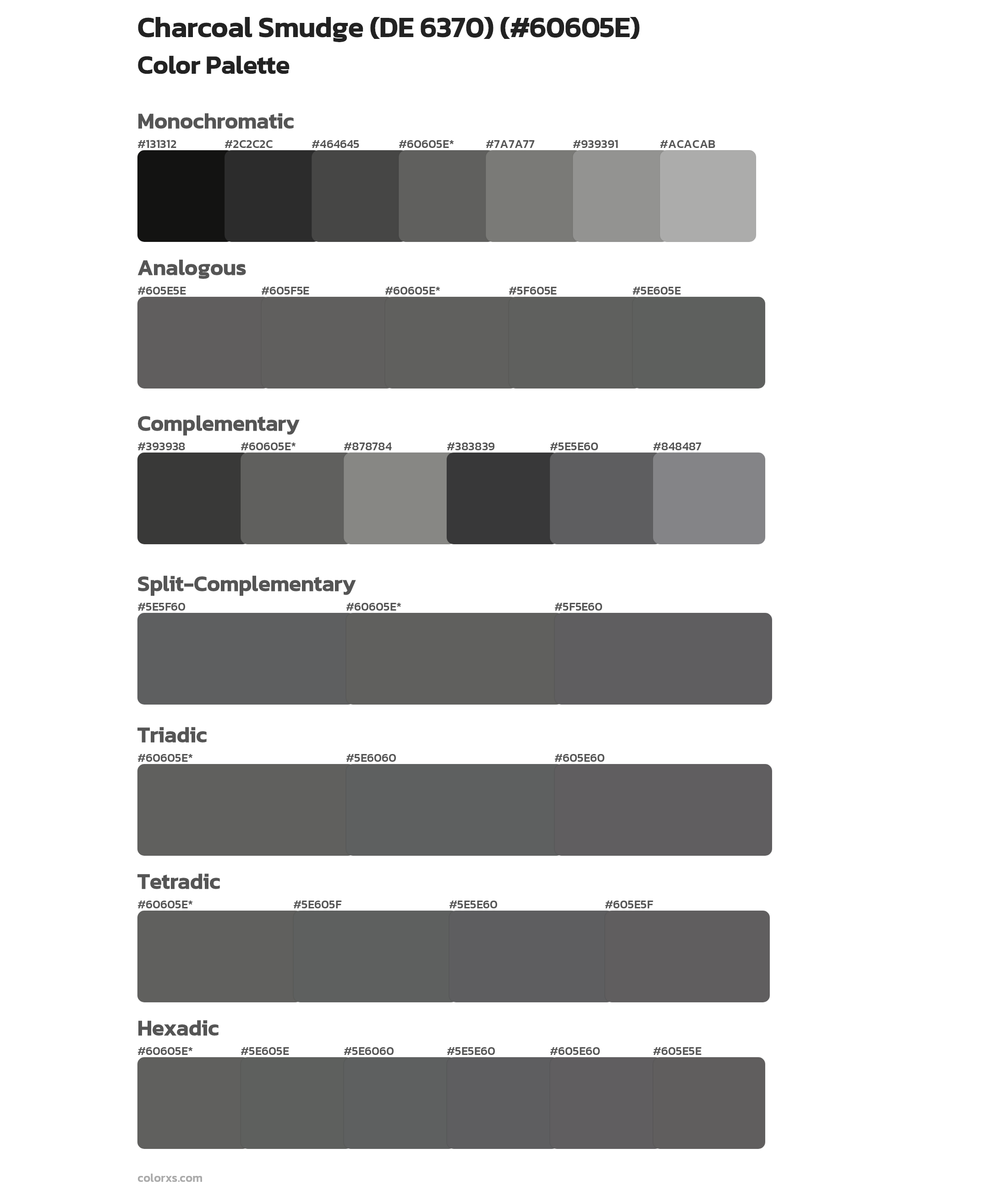 Charcoal Smudge (DE 6370) Color Scheme Palettes