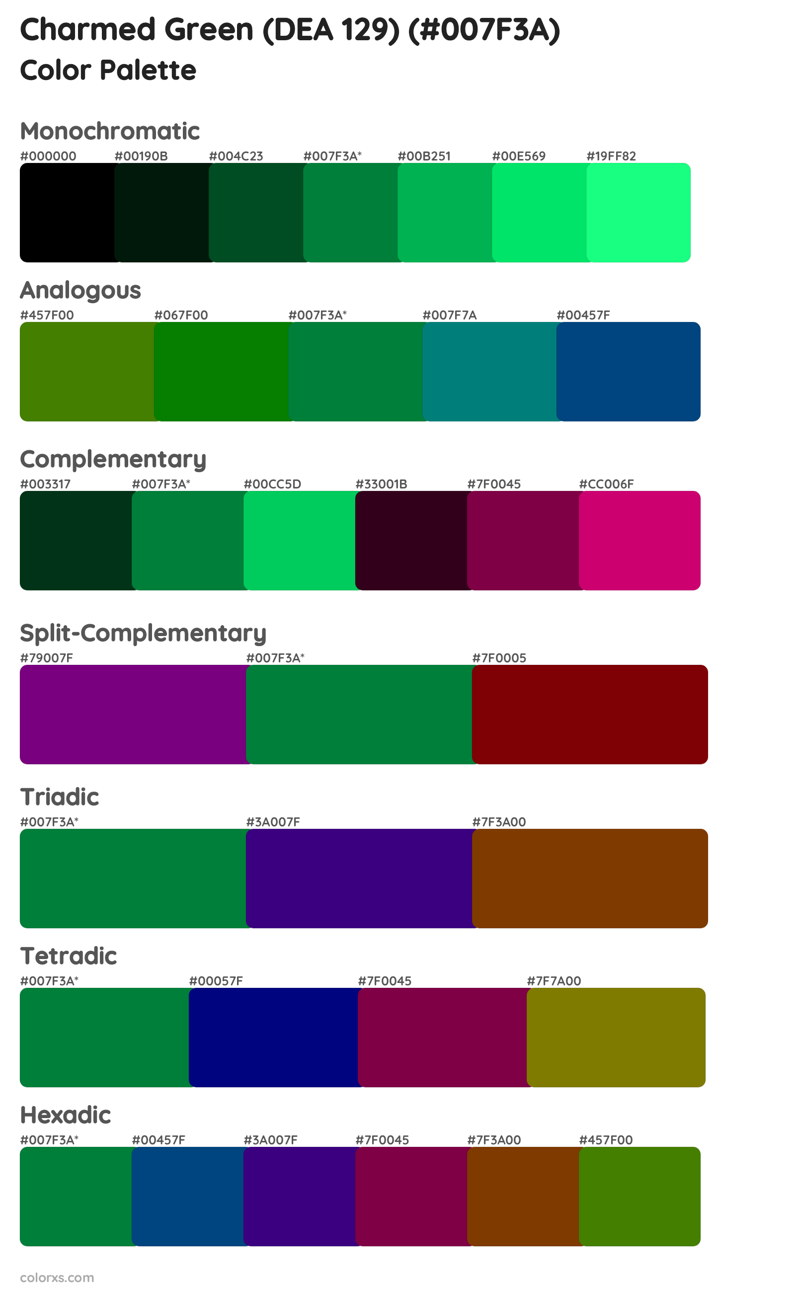 Charmed Green (DEA 129) Color Scheme Palettes