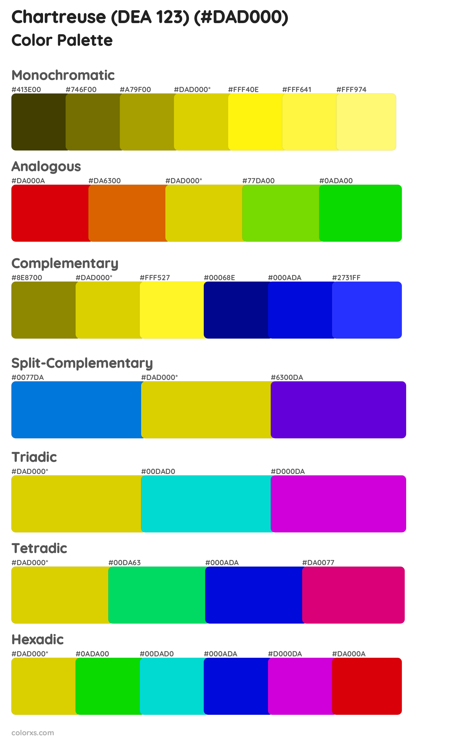 Chartreuse (DEA 123) Color Scheme Palettes