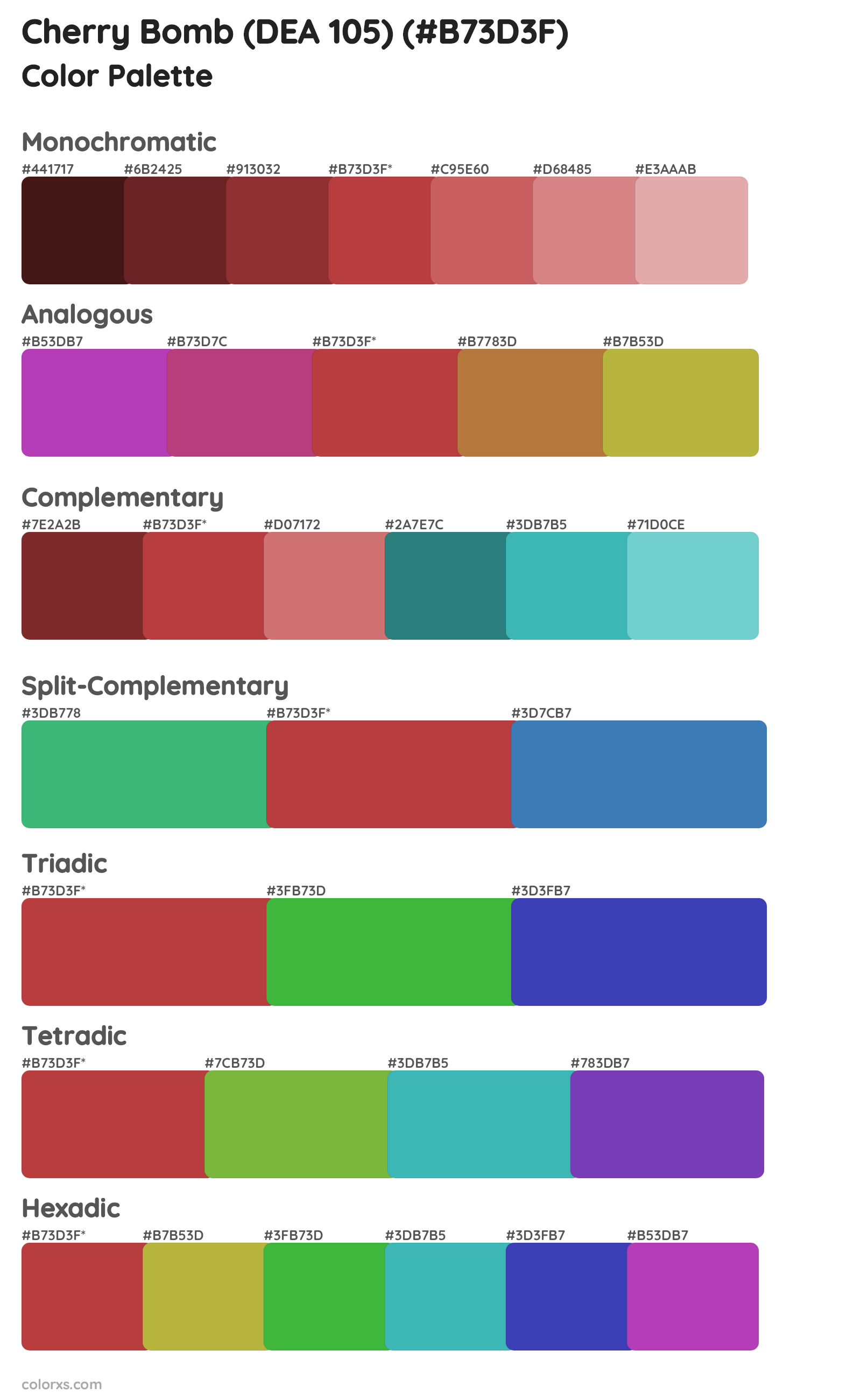 Cherry Bomb (DEA 105) Color Scheme Palettes