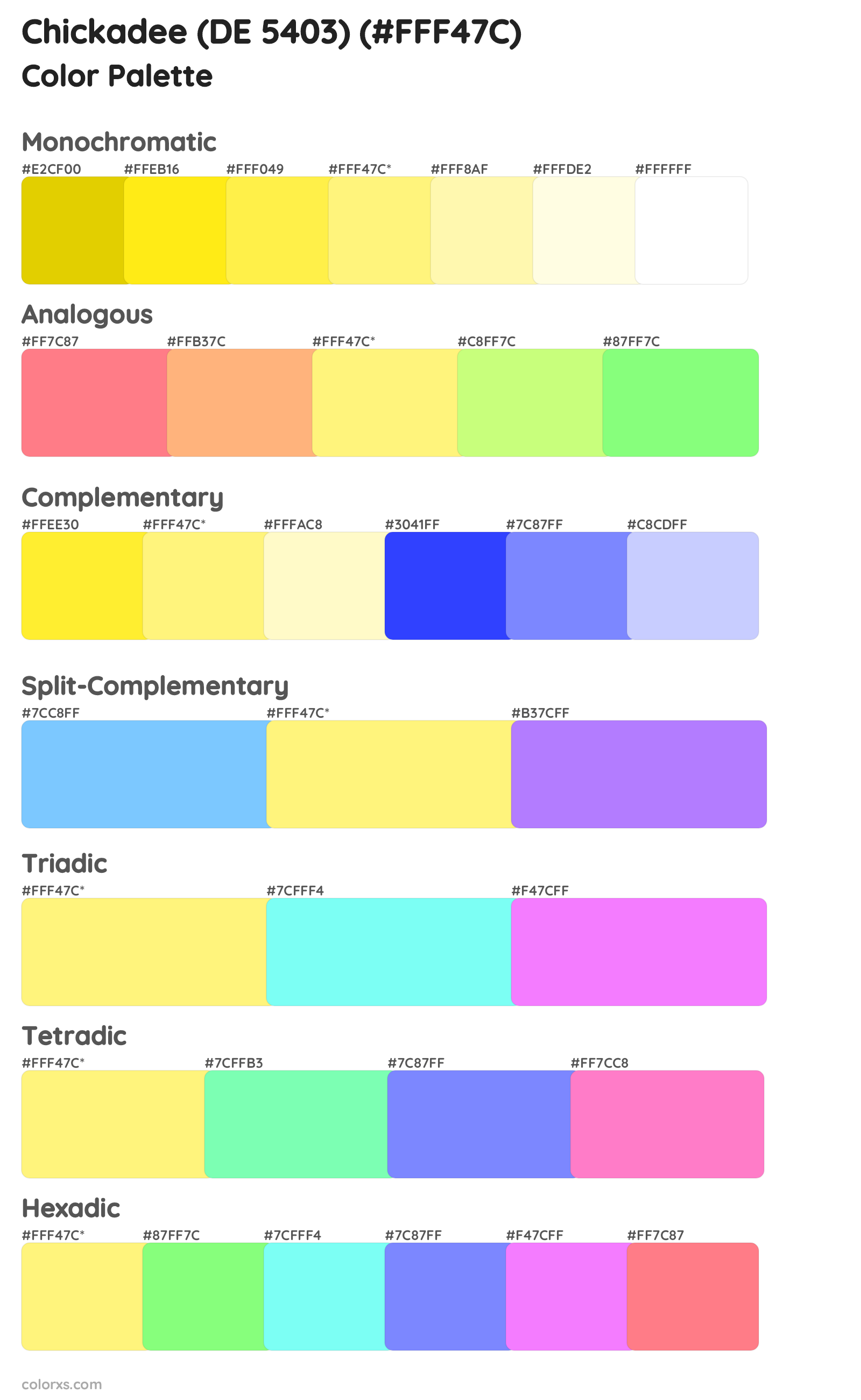 Chickadee (DE 5403) Color Scheme Palettes