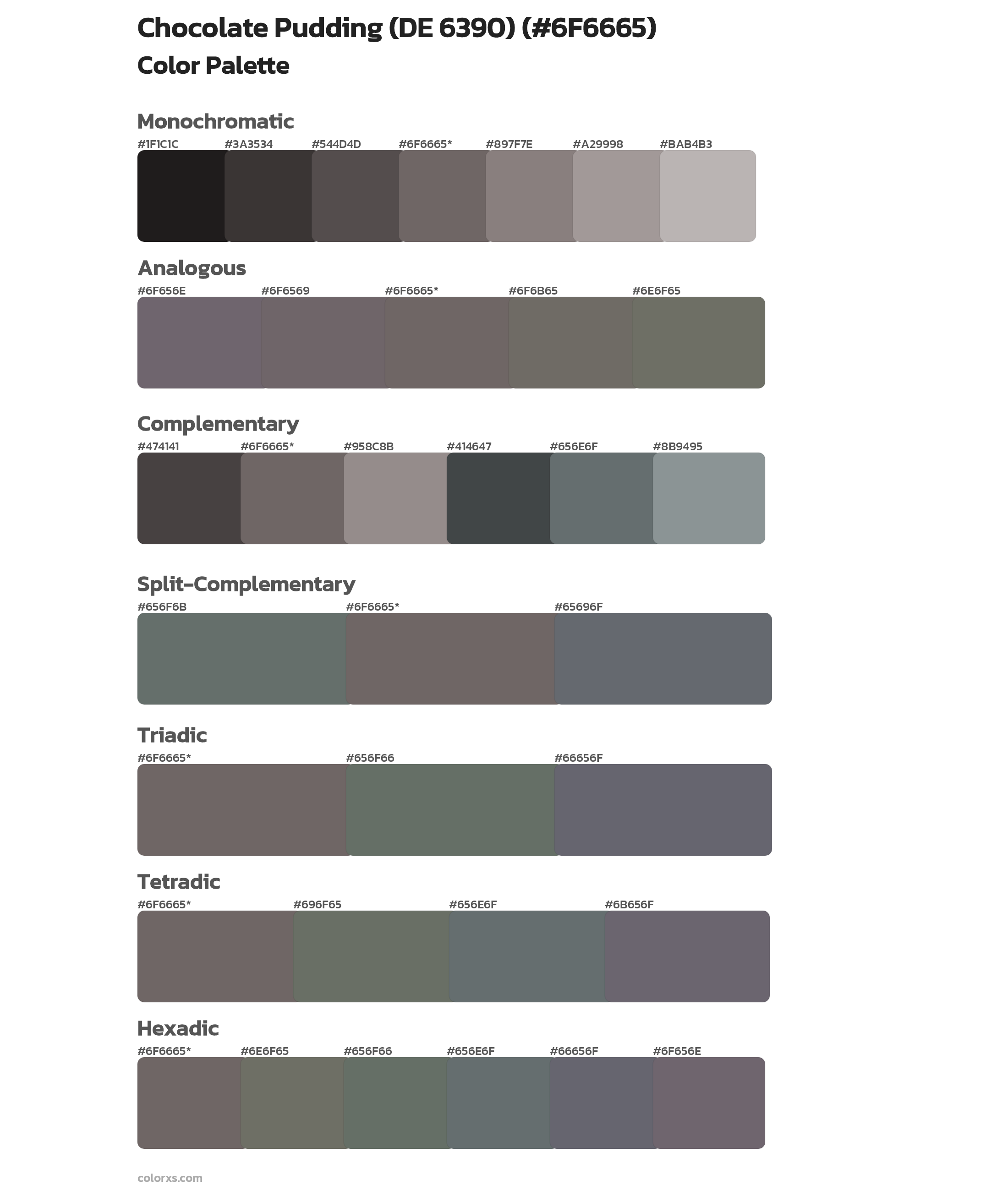 Chocolate Pudding (DE 6390) Color Scheme Palettes