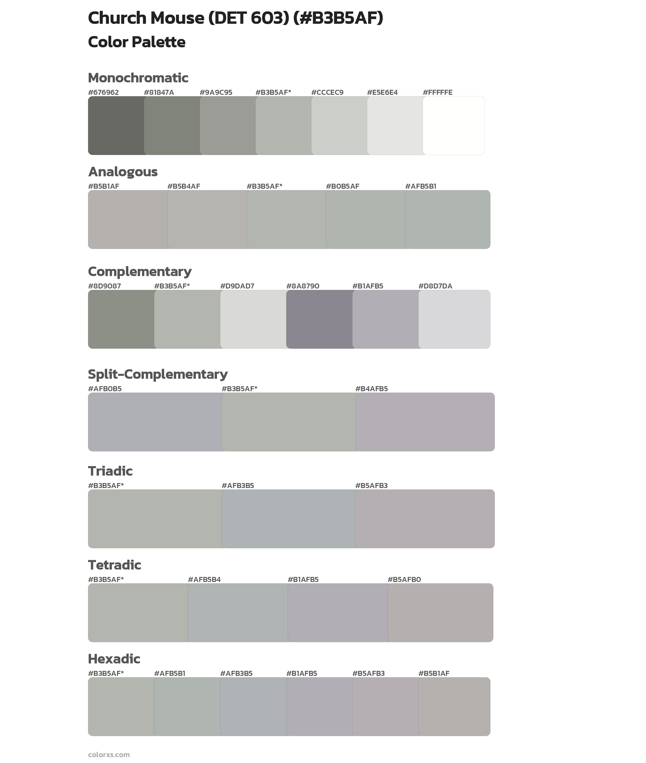 Church Mouse (DET 603) Color Scheme Palettes