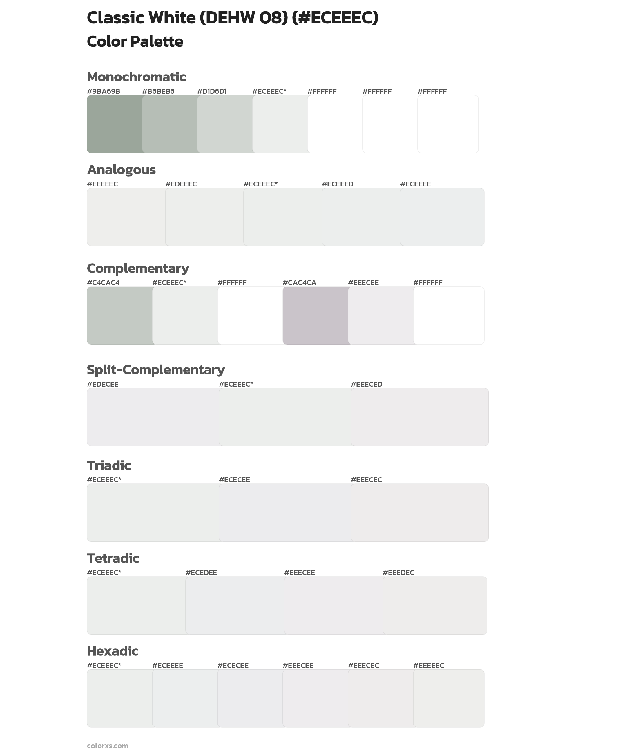 Classic White (DEHW 08) Color Scheme Palettes