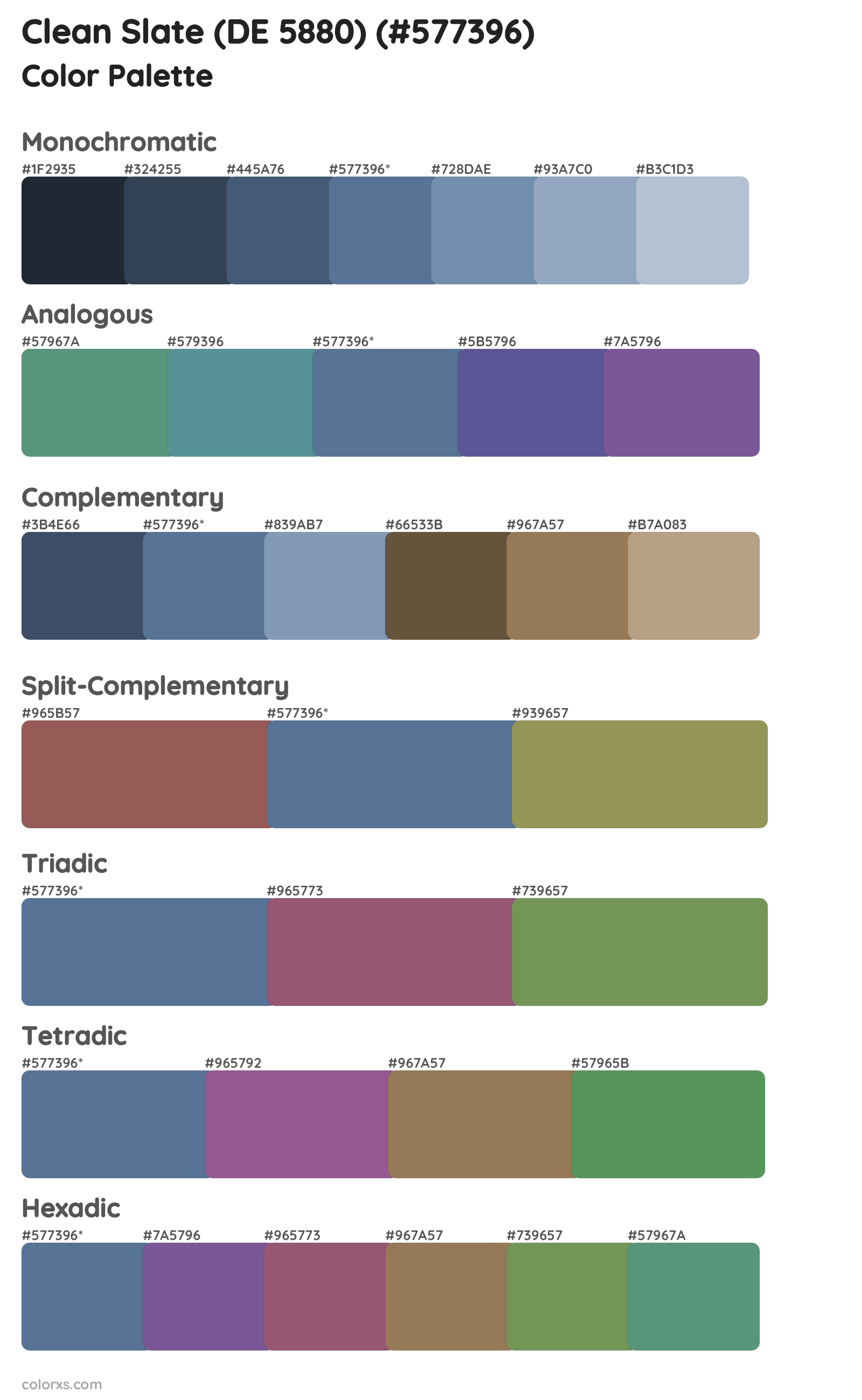 Clean Slate (DE 5880) Color Scheme Palettes