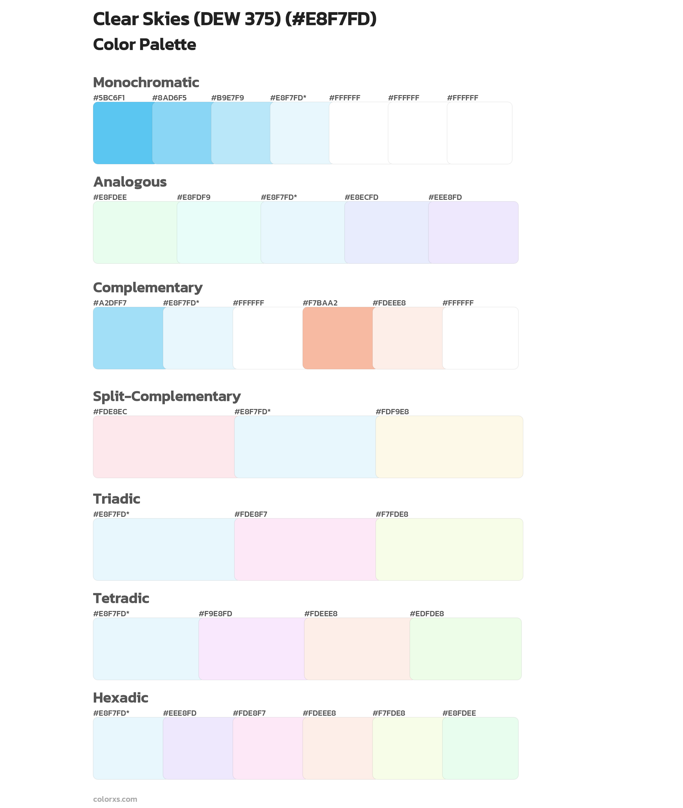 Clear Skies (DEW 375) Color Scheme Palettes