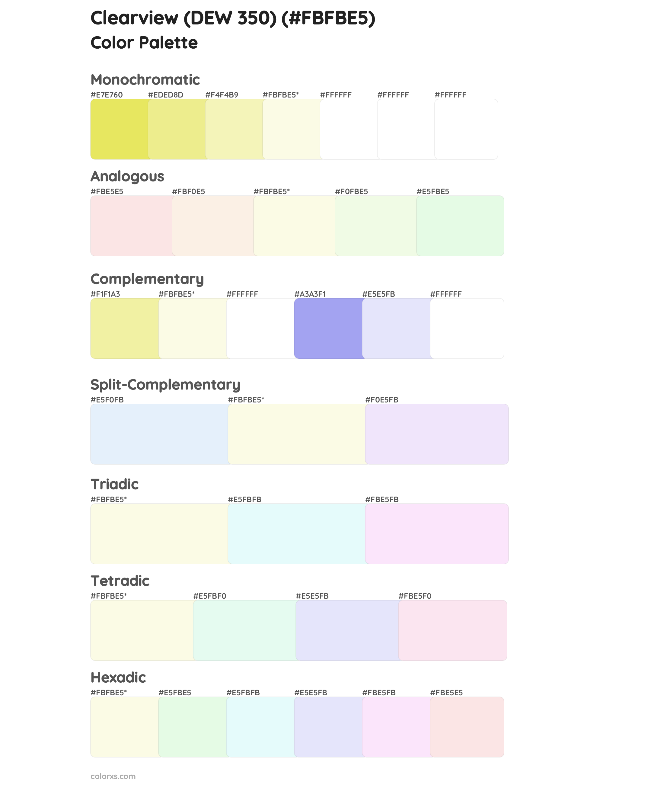 Clearview (DEW 350) Color Scheme Palettes