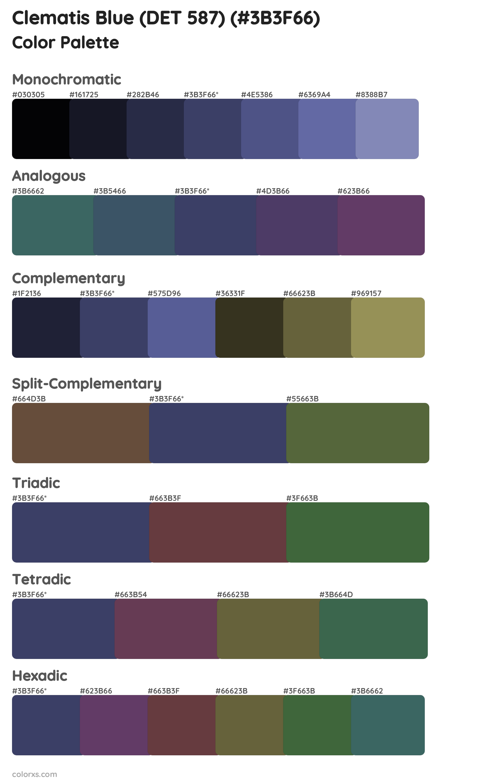 Clematis Blue (DET 587) Color Scheme Palettes