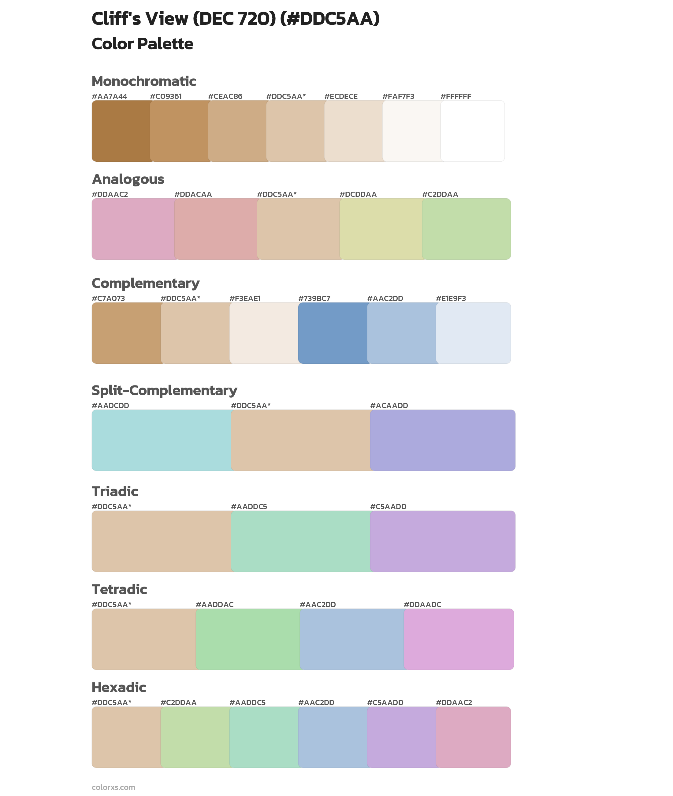 Cliff's View (DEC 720) Color Scheme Palettes