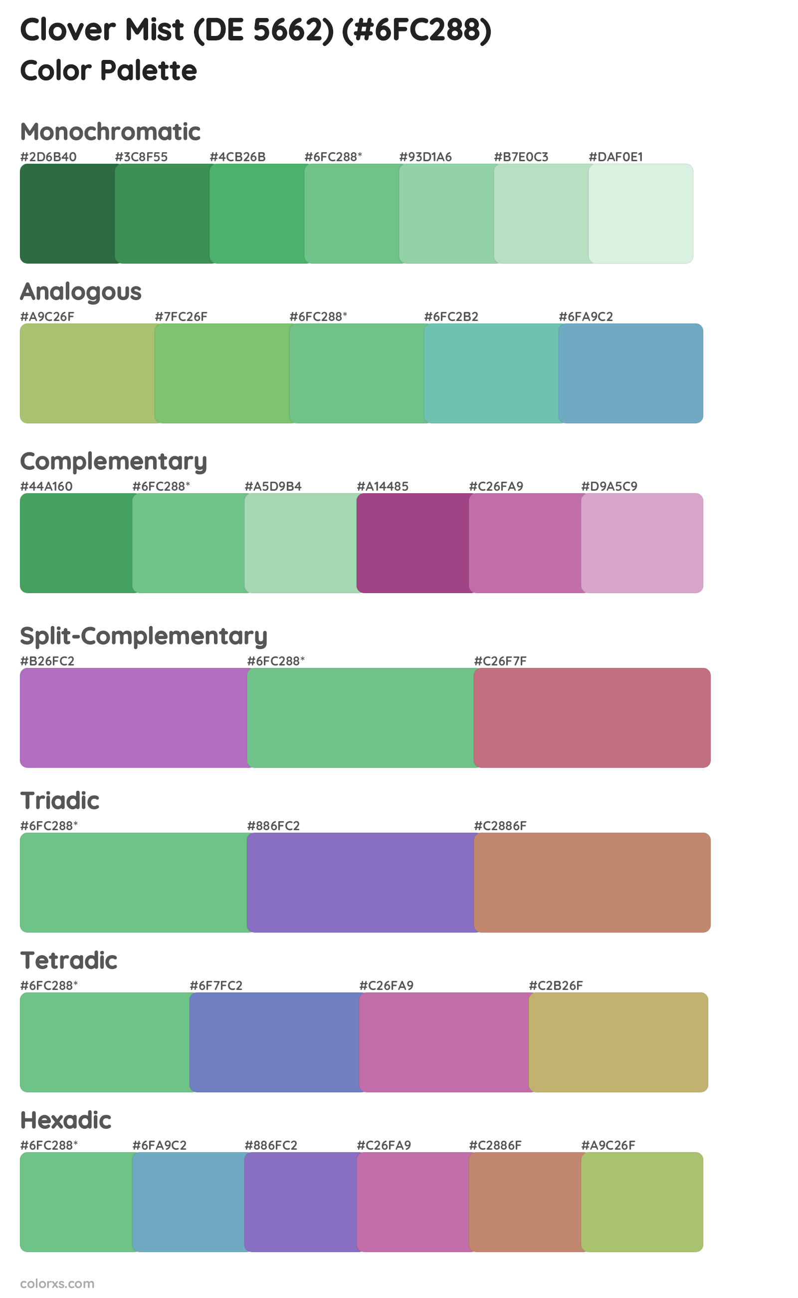 Clover Mist (DE 5662) Color Scheme Palettes