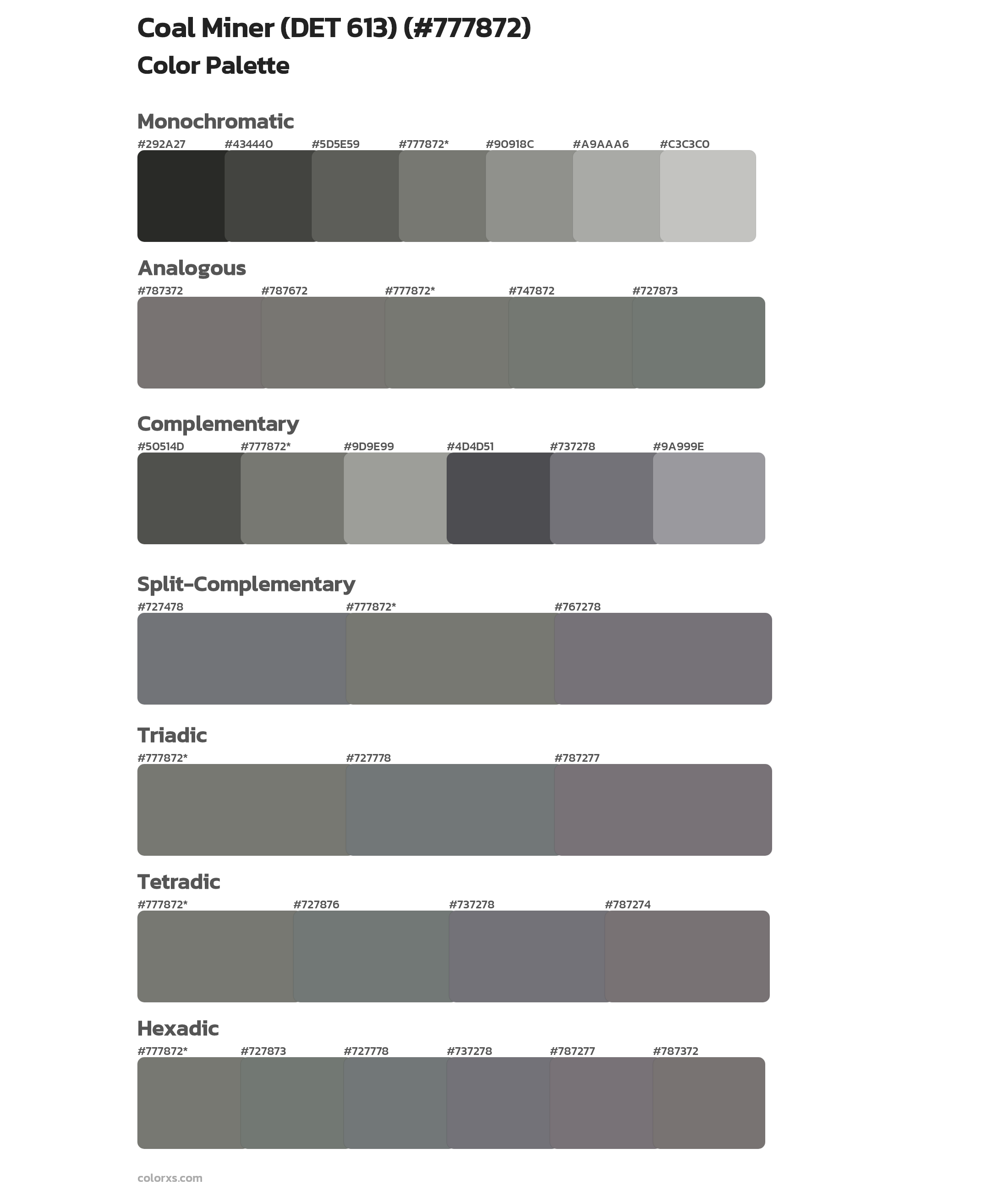 Coal Miner (DET 613) Color Scheme Palettes