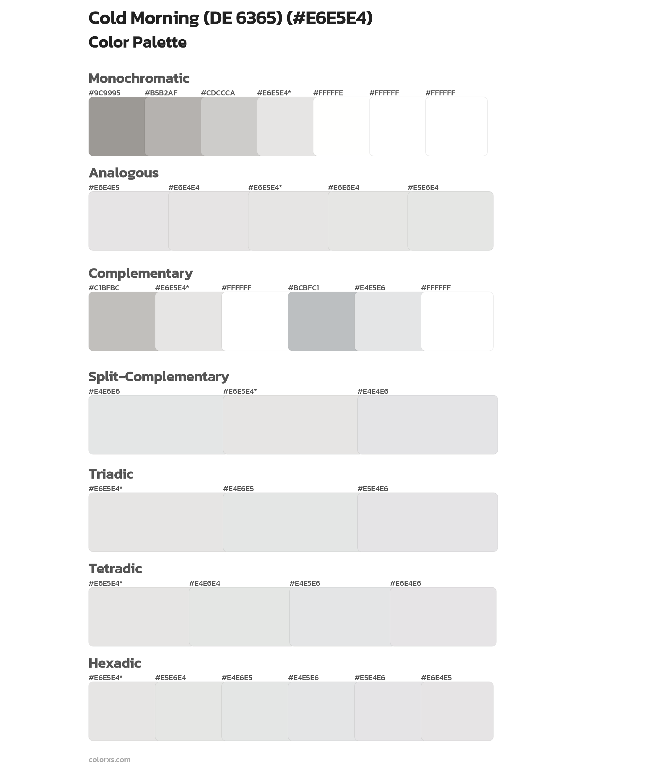 Cold Morning (DE 6365) Color Scheme Palettes