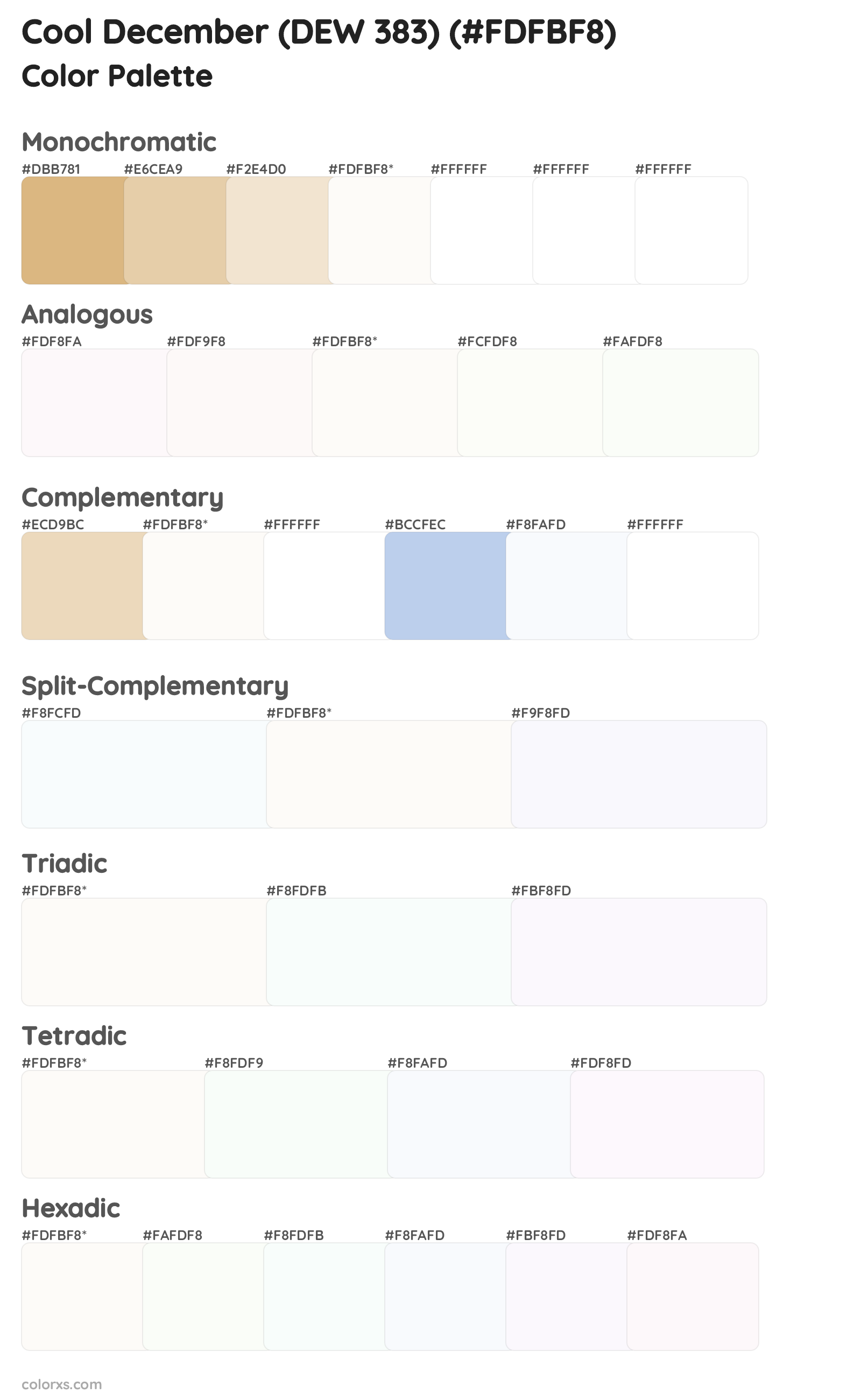 Cool December (DEW 383) Color Scheme Palettes