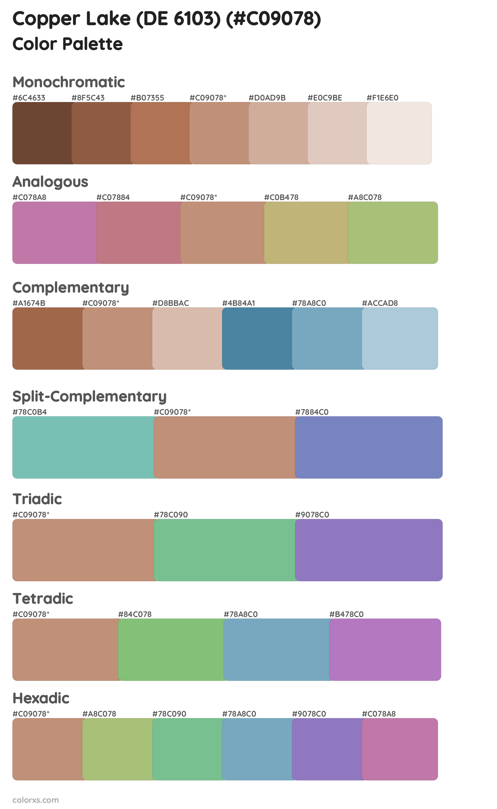 Copper Lake (DE 6103) Color Scheme Palettes