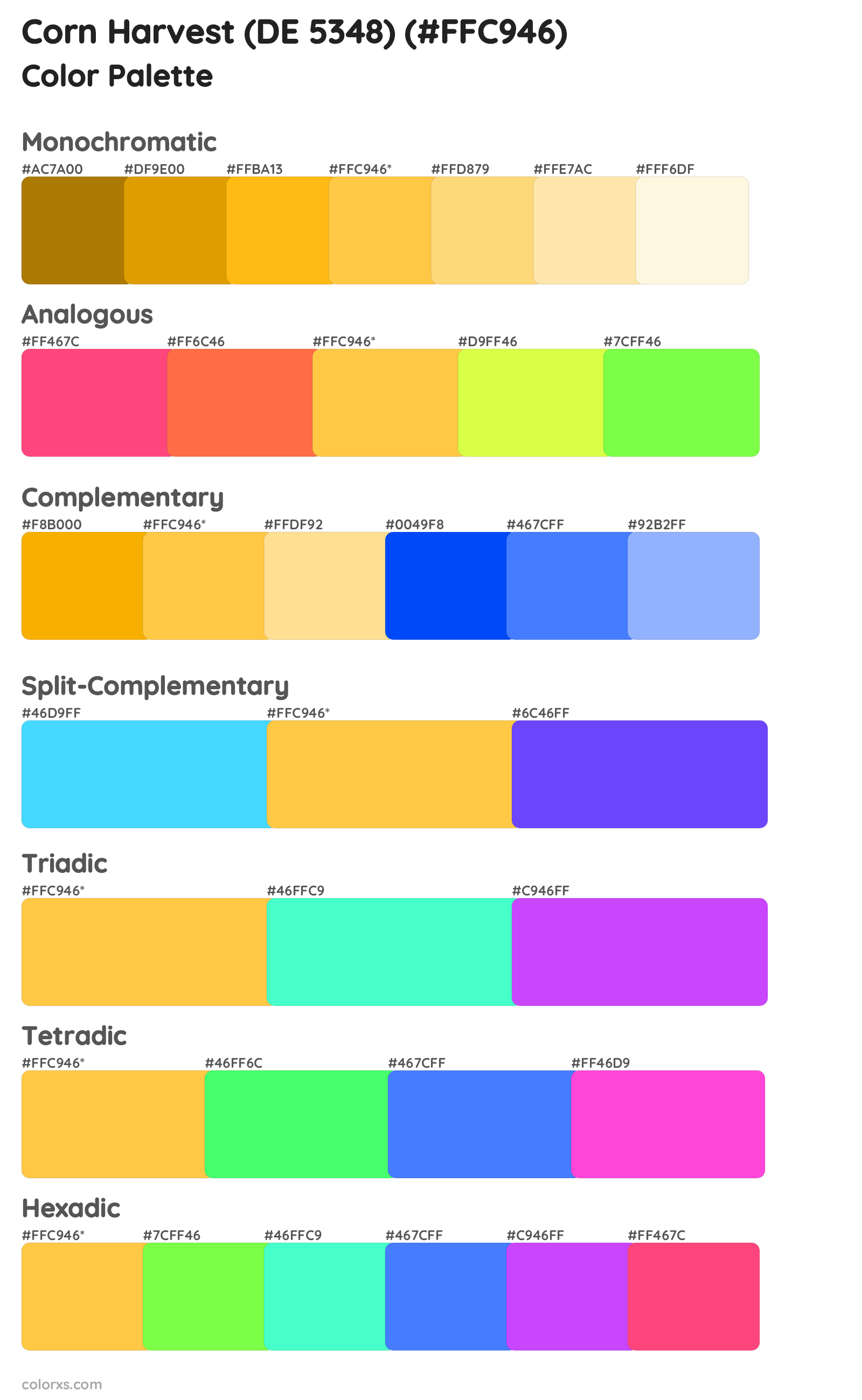 Corn Harvest (DE 5348) Color Scheme Palettes