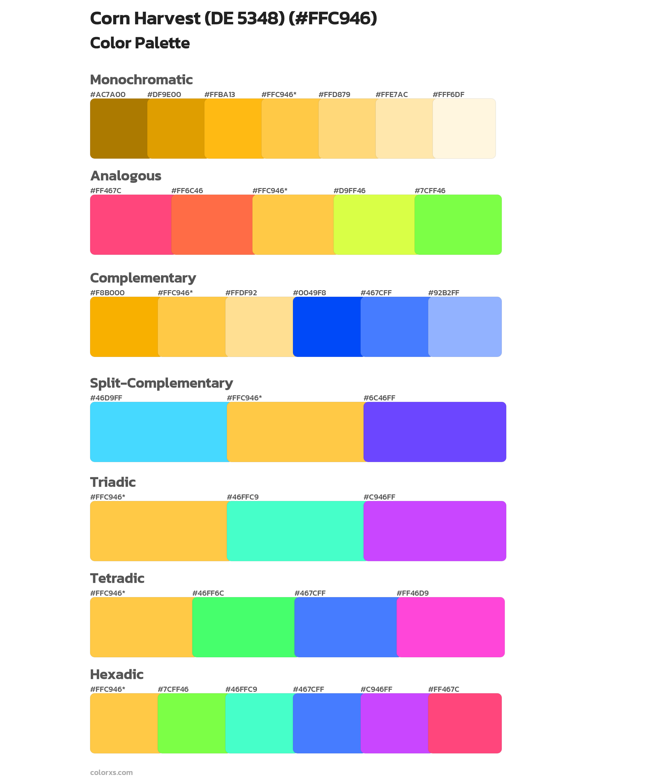Corn Harvest (DE 5348) Color Scheme Palettes
