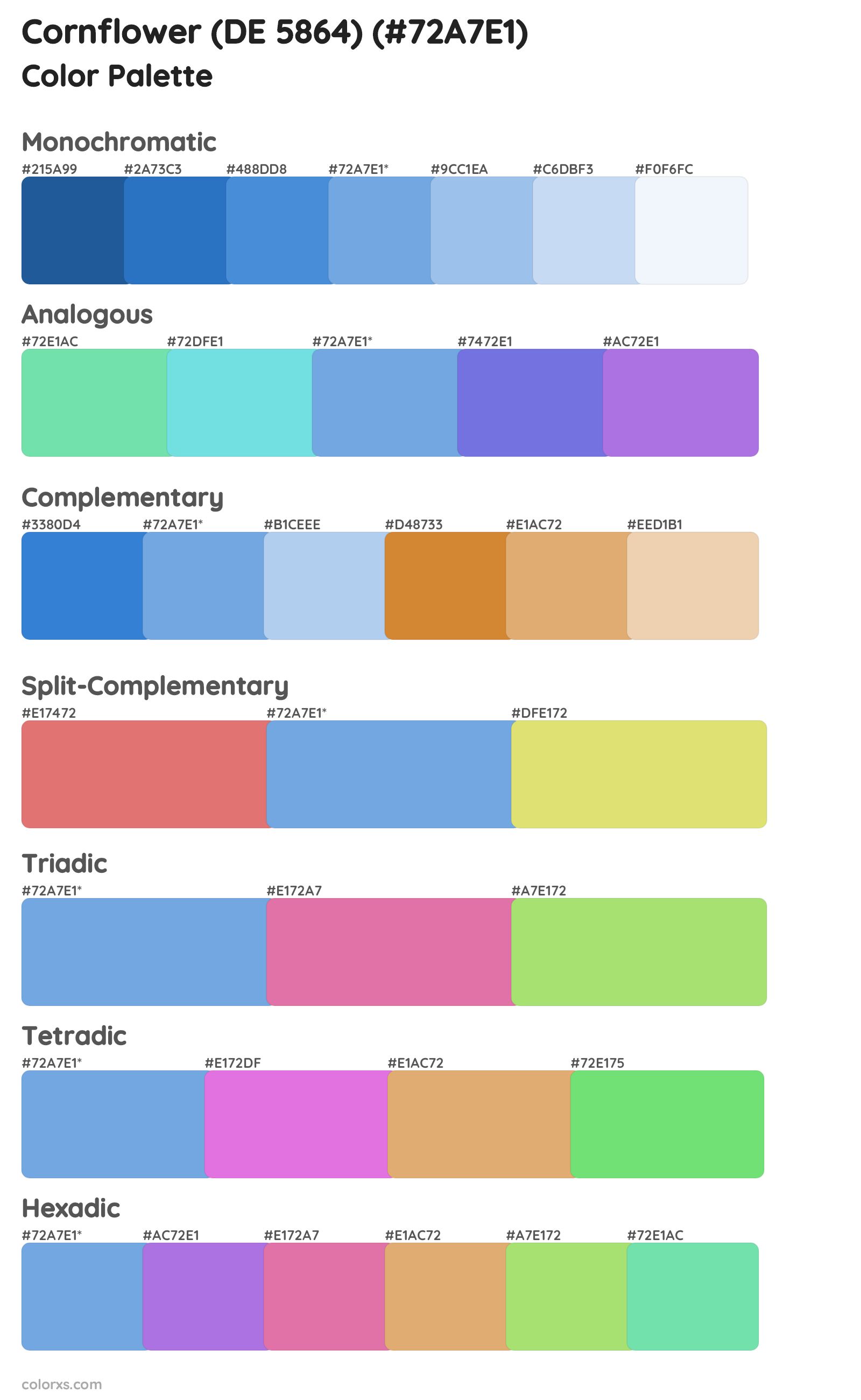 Cornflower (DE 5864) Color Scheme Palettes