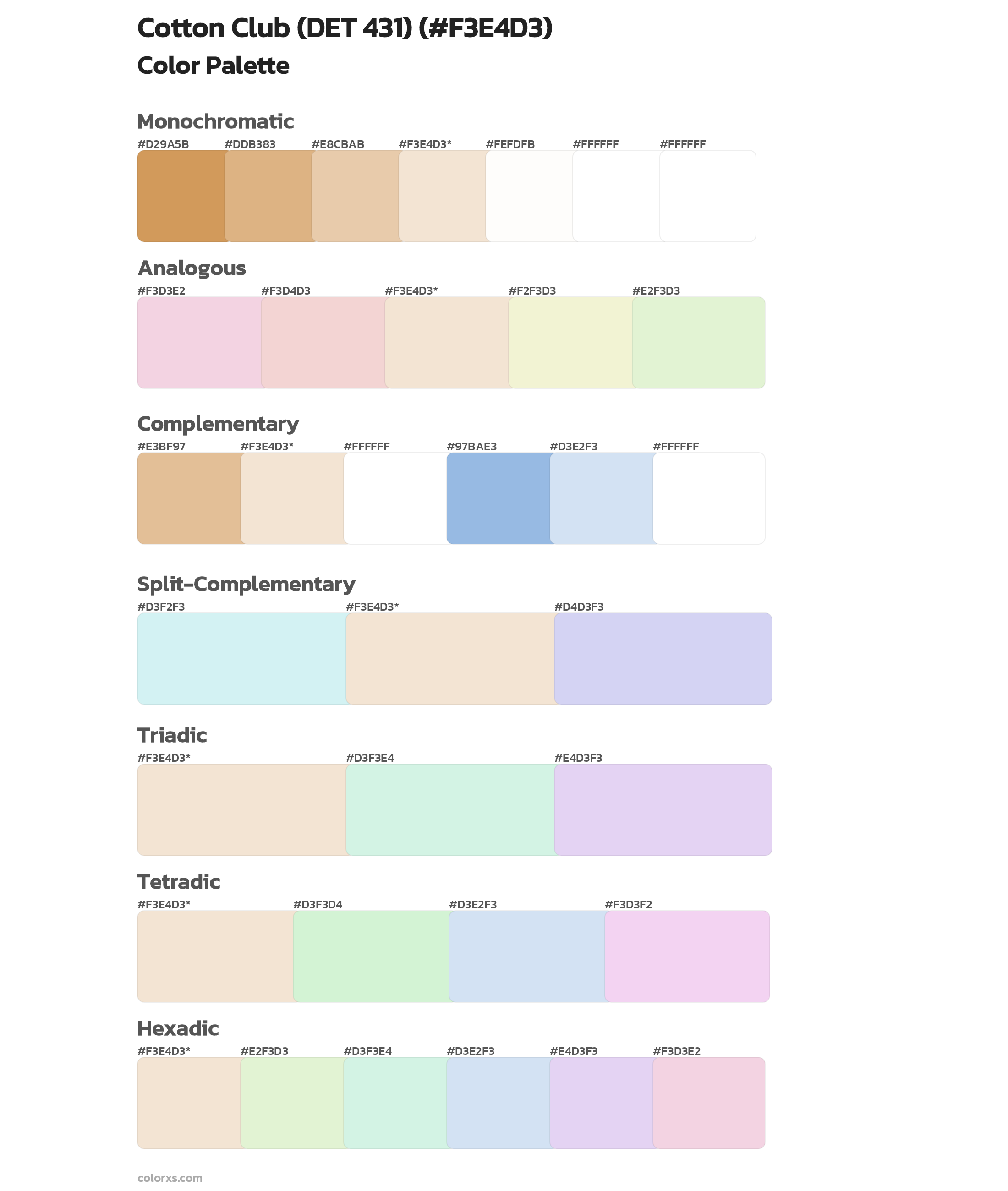 Cotton Club (DET 431) Color Scheme Palettes
