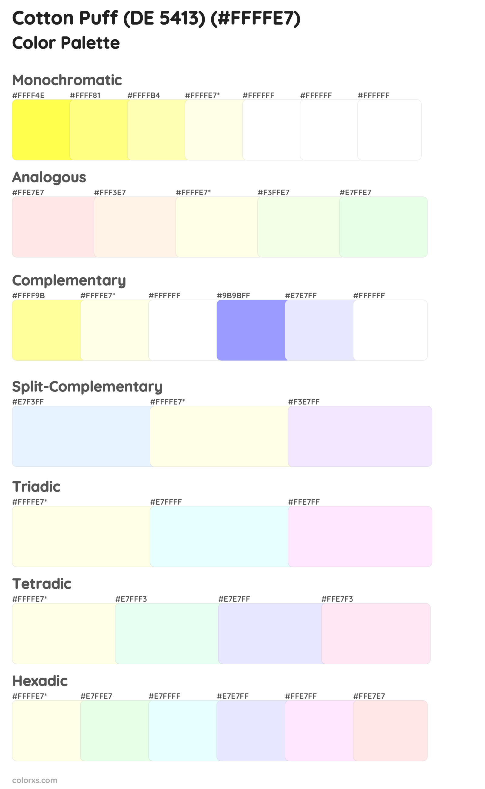 Cotton Puff (DE 5413) Color Scheme Palettes