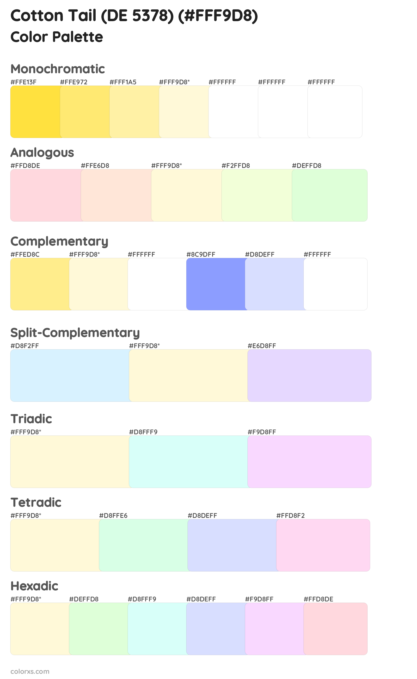 Cotton Tail (DE 5378) Color Scheme Palettes