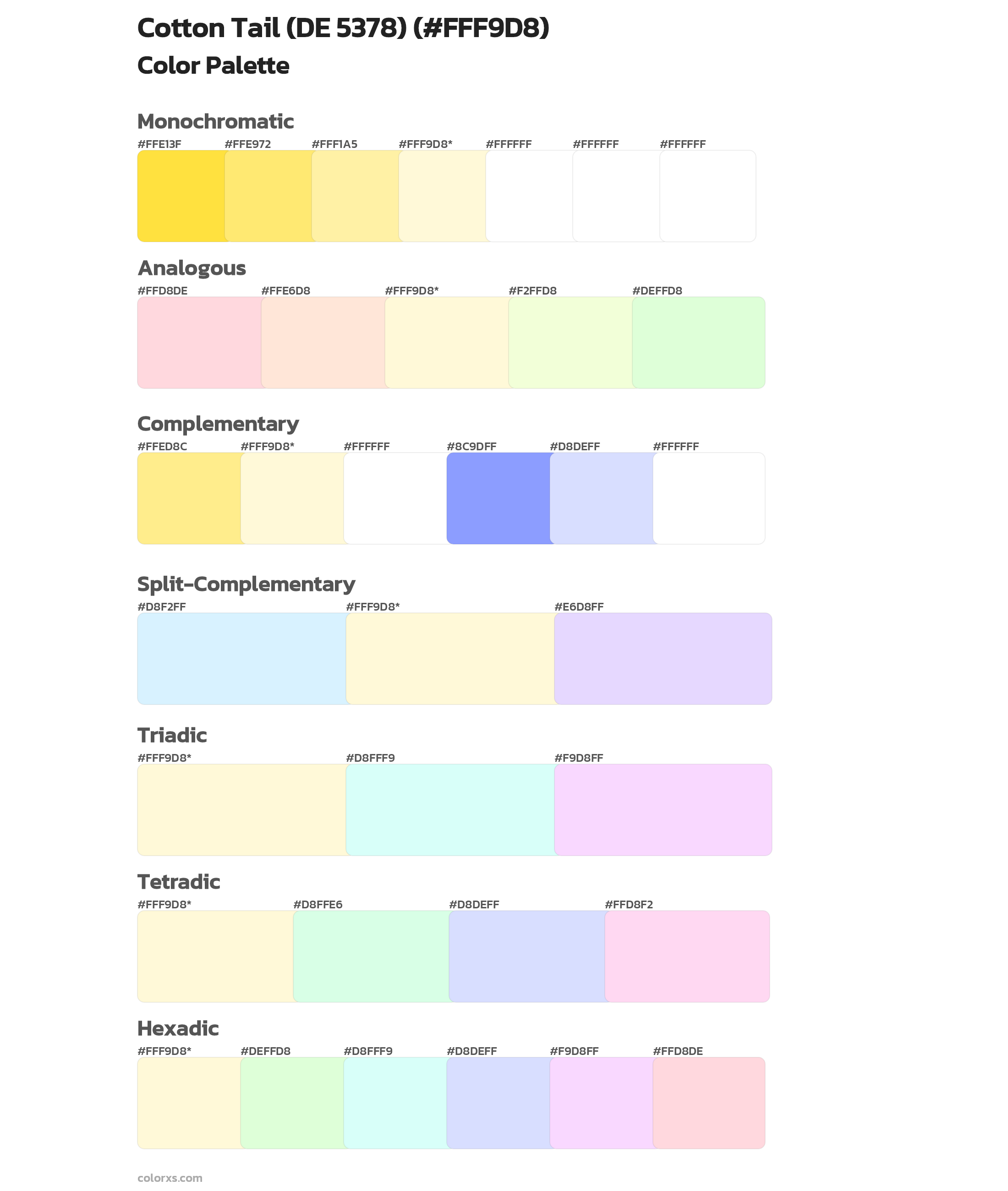 Cotton Tail (DE 5378) Color Scheme Palettes