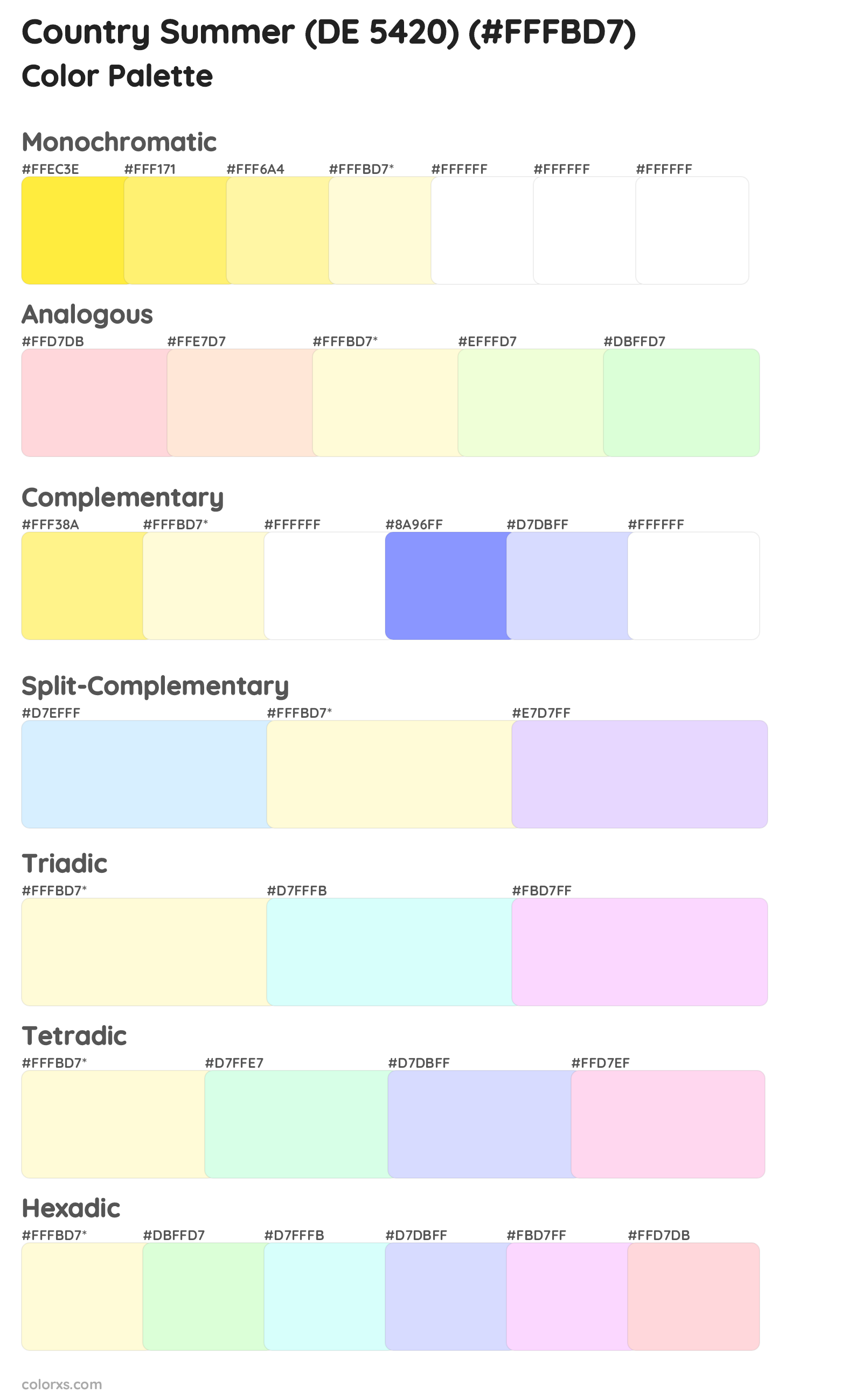 Country Summer (DE 5420) Color Scheme Palettes