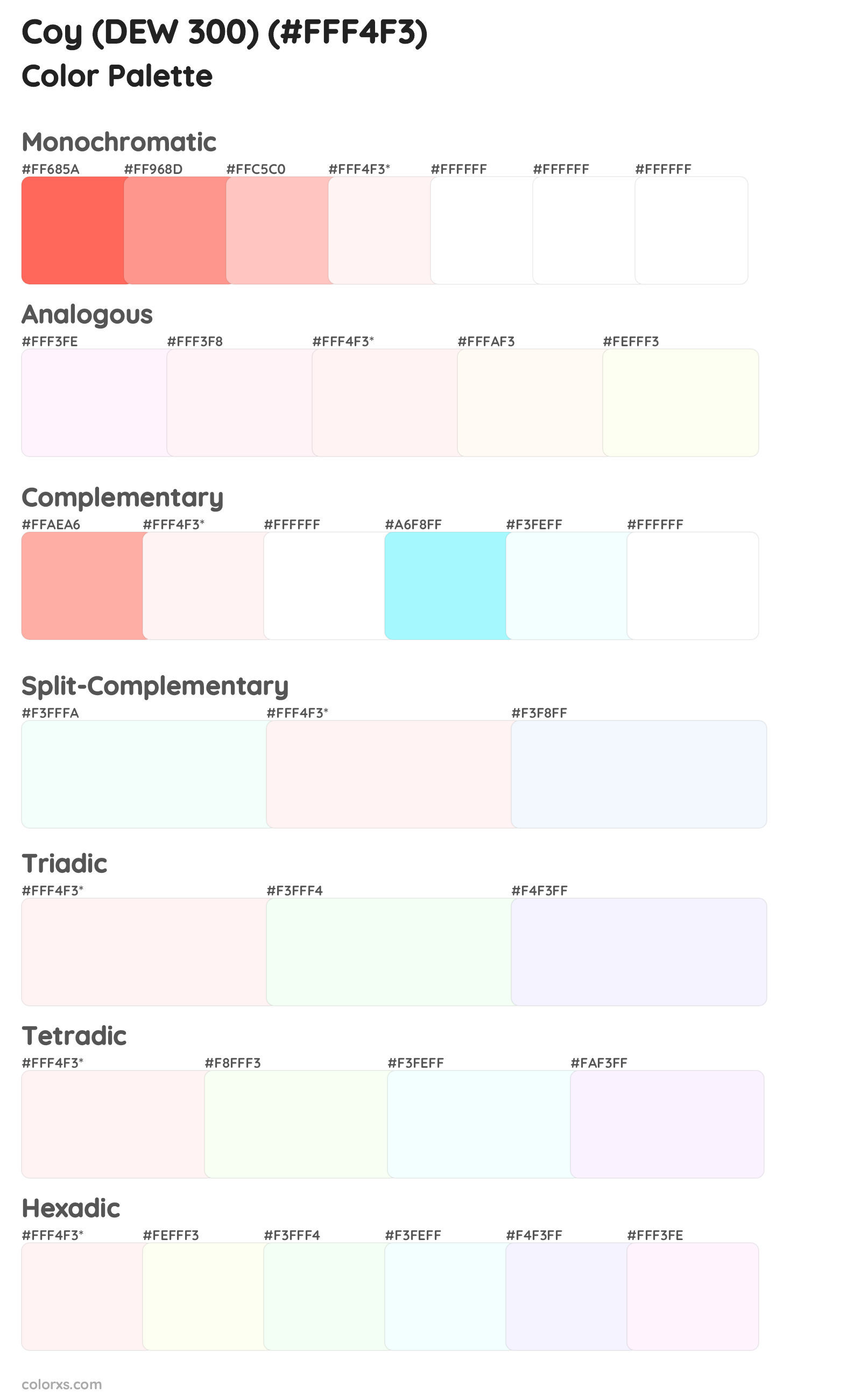 Coy (DEW 300) Color Scheme Palettes