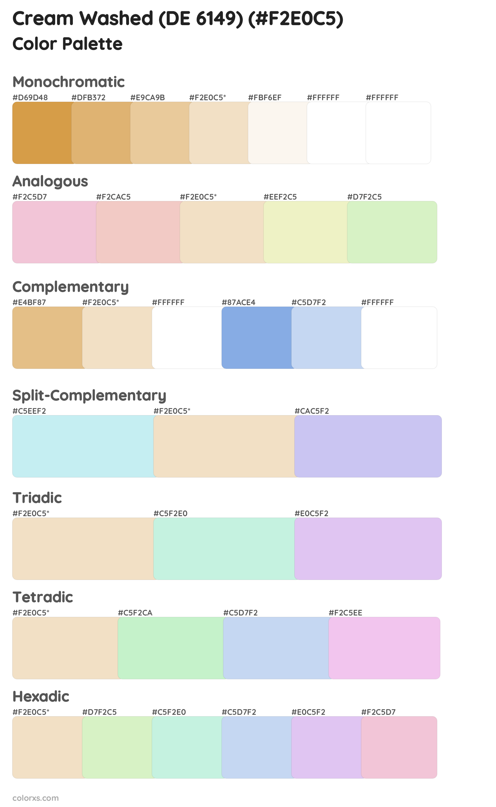 Cream Washed (DE 6149) Color Scheme Palettes