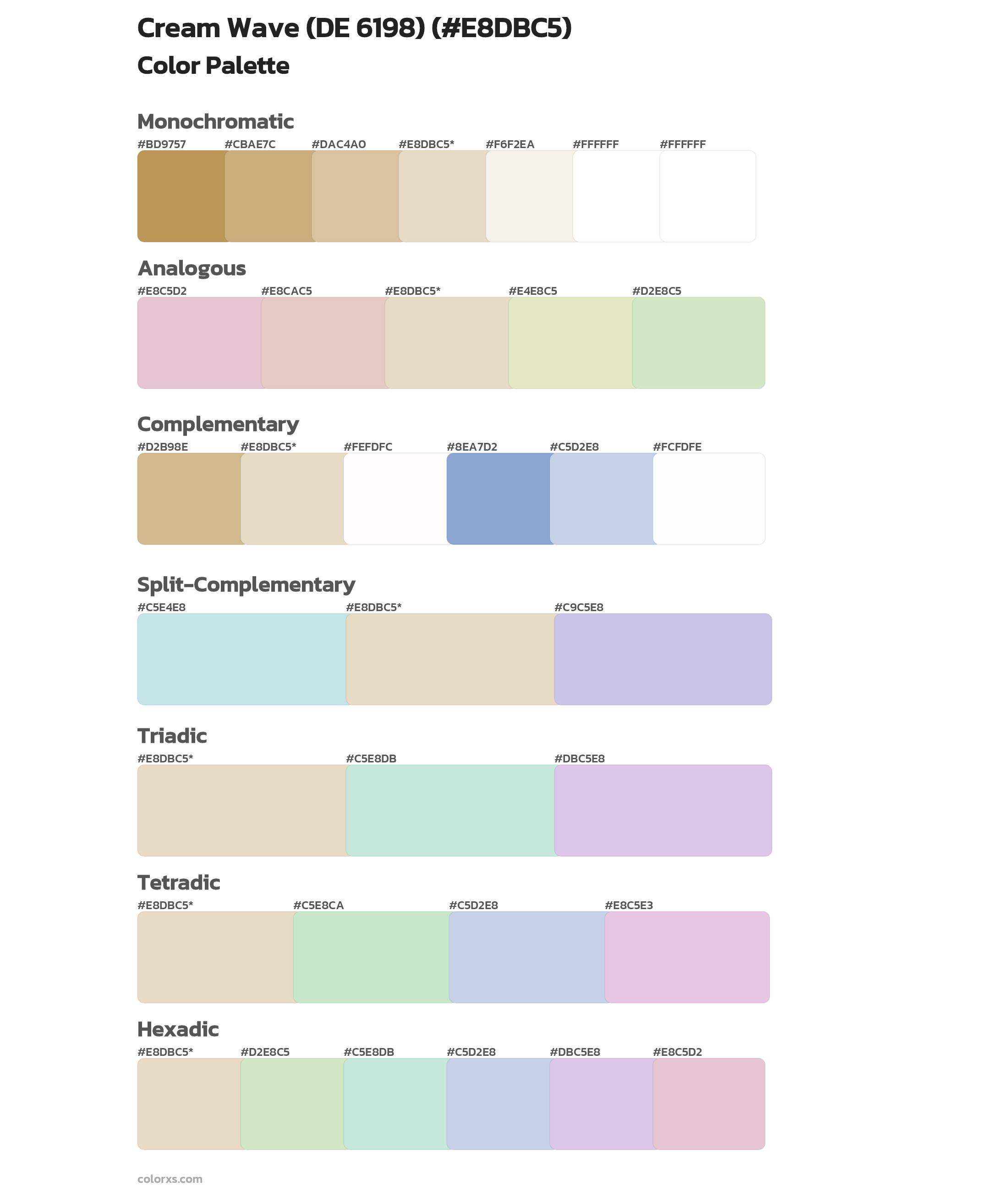 Cream Wave (DE 6198) Color Scheme Palettes
