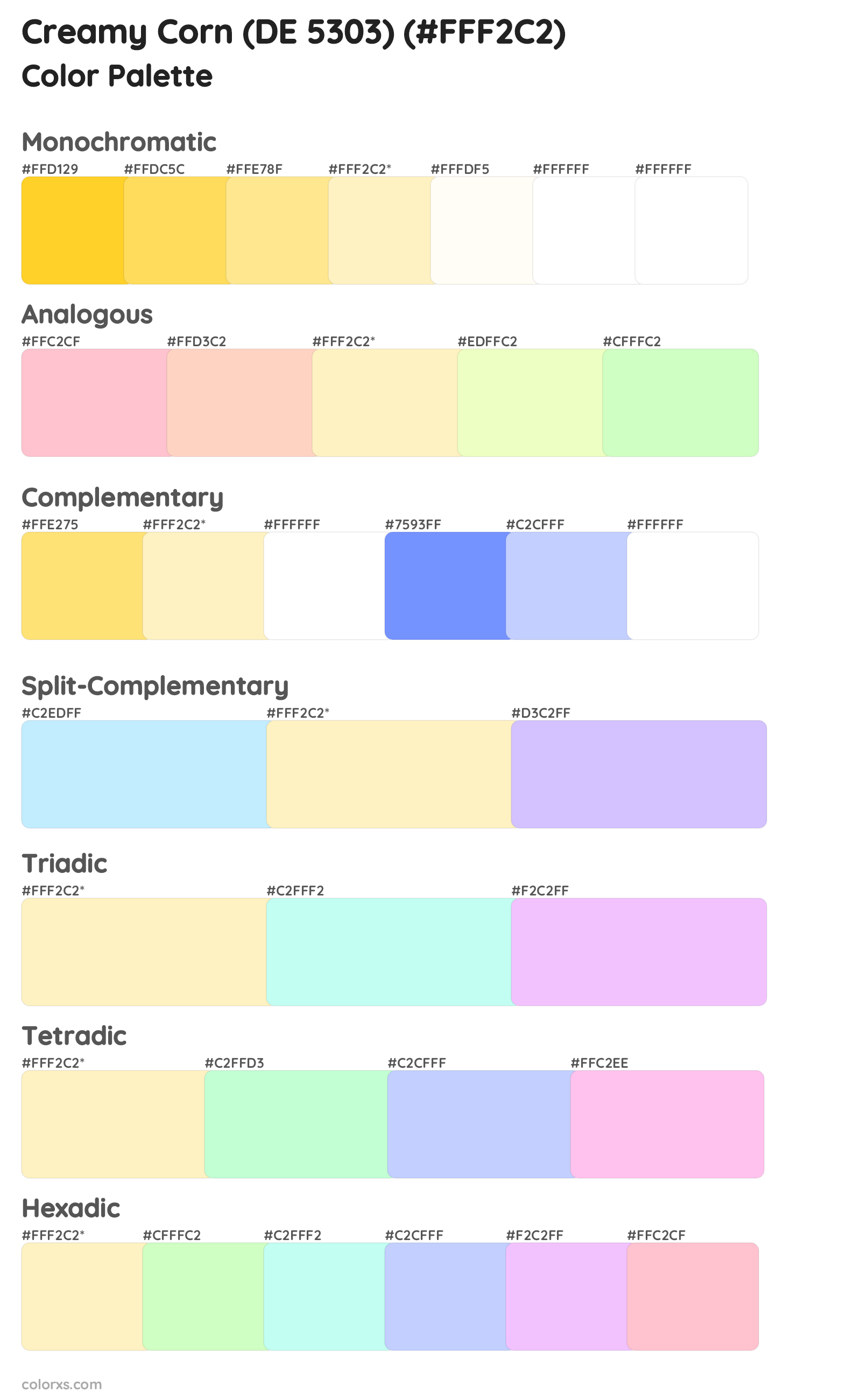 Creamy Corn (DE 5303) Color Scheme Palettes