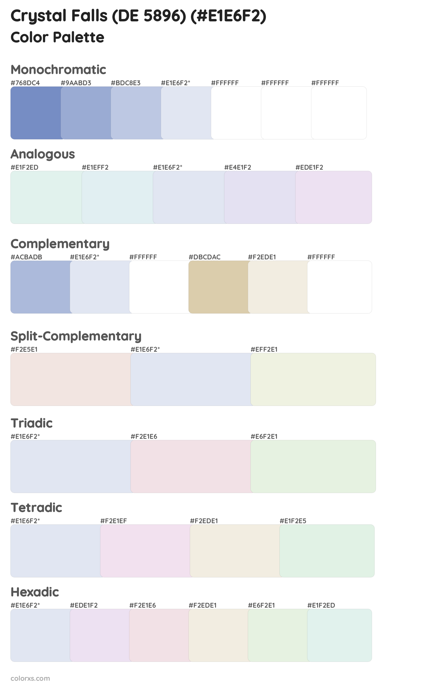 Crystal Falls (DE 5896) Color Scheme Palettes