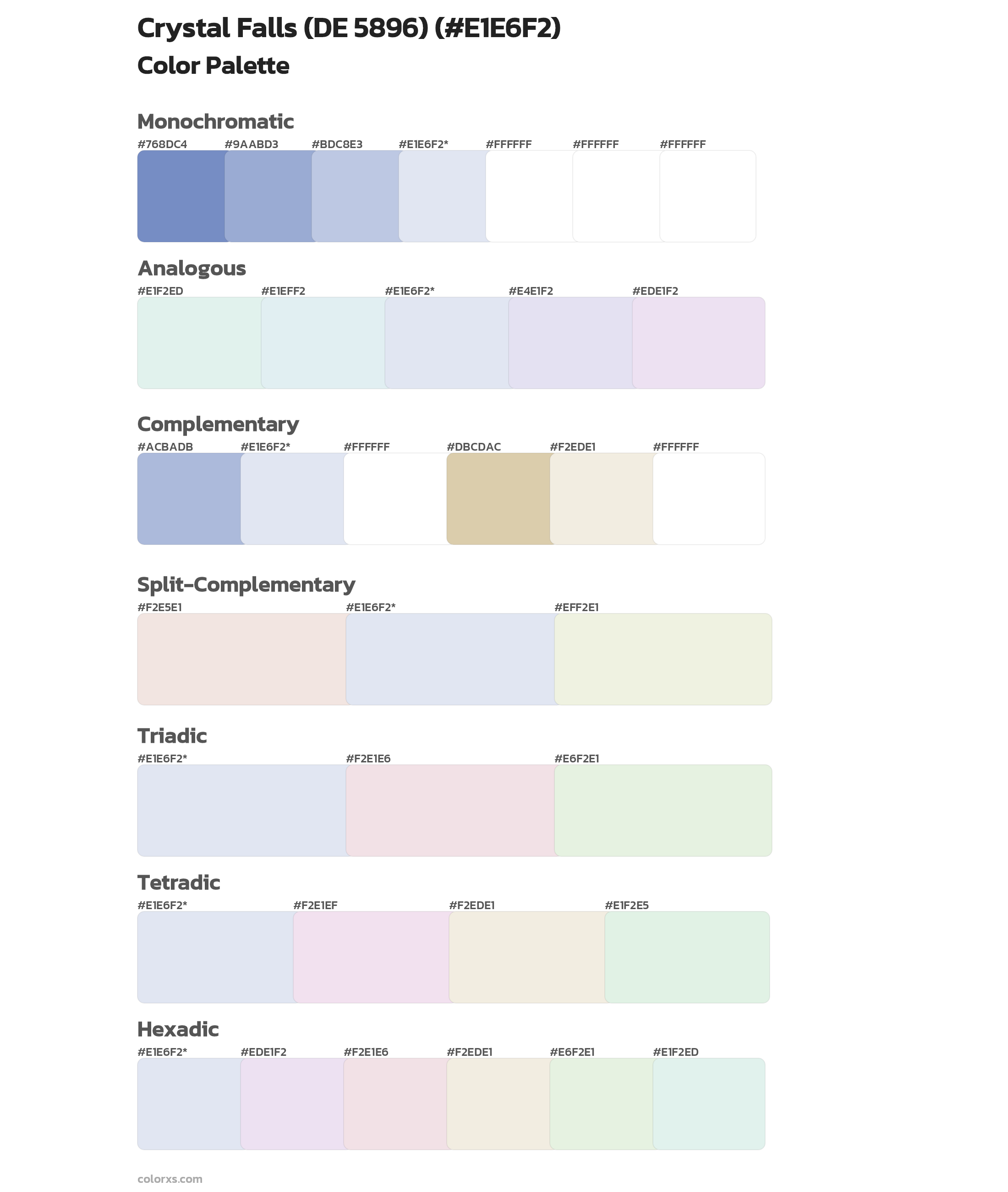Crystal Falls (DE 5896) Color Scheme Palettes