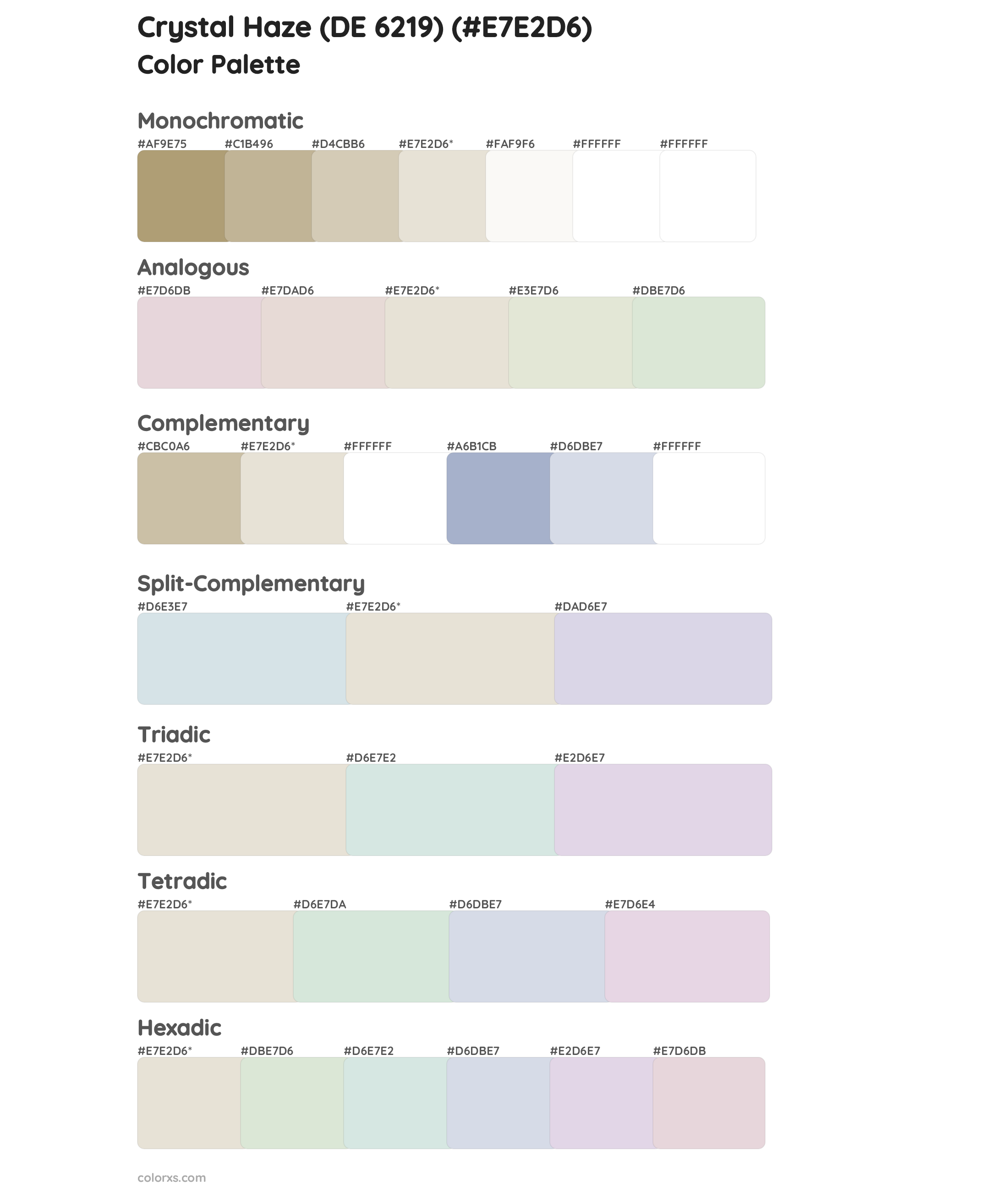 Crystal Haze (DE 6219) Color Scheme Palettes