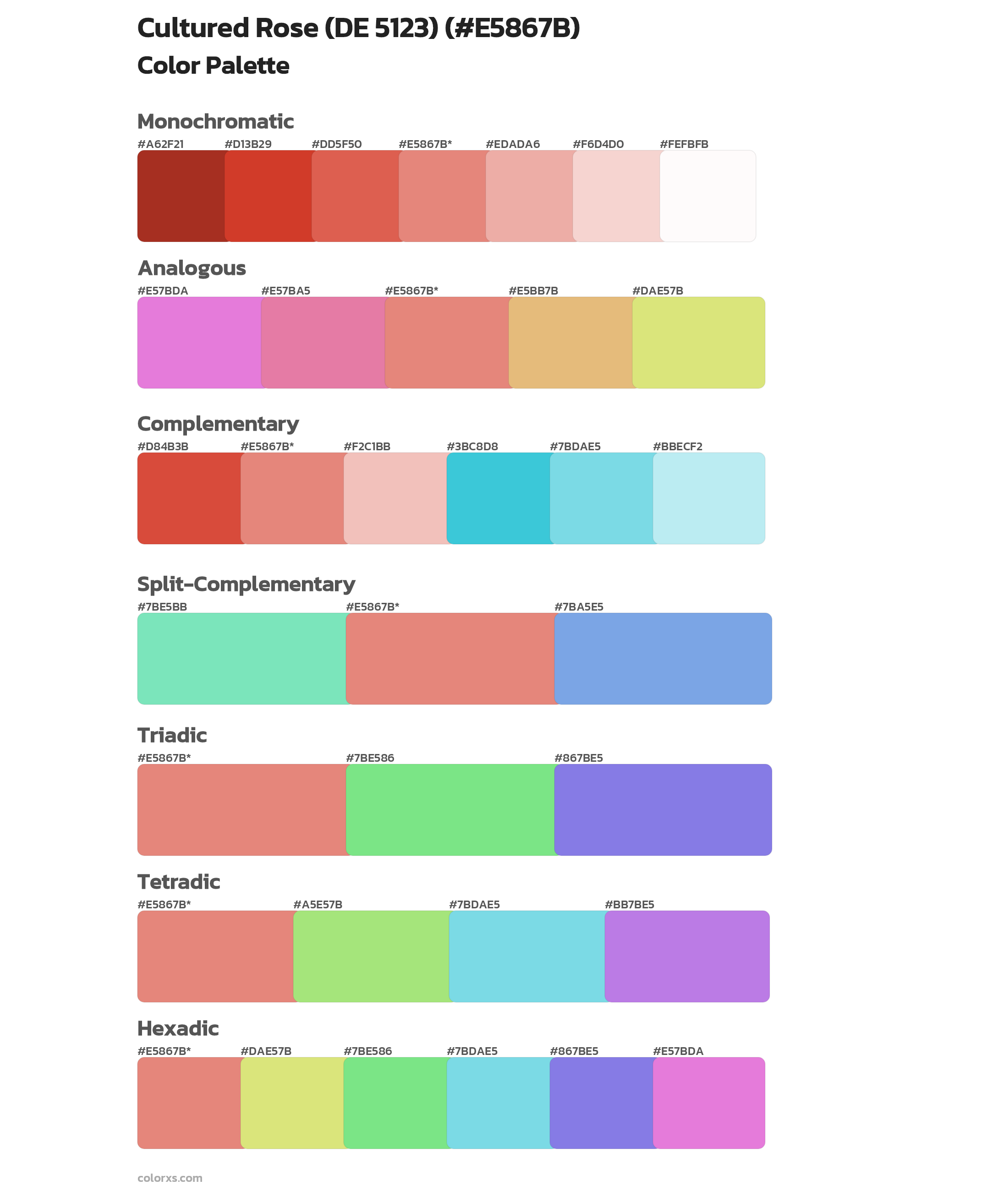 Cultured Rose (DE 5123) Color Scheme Palettes