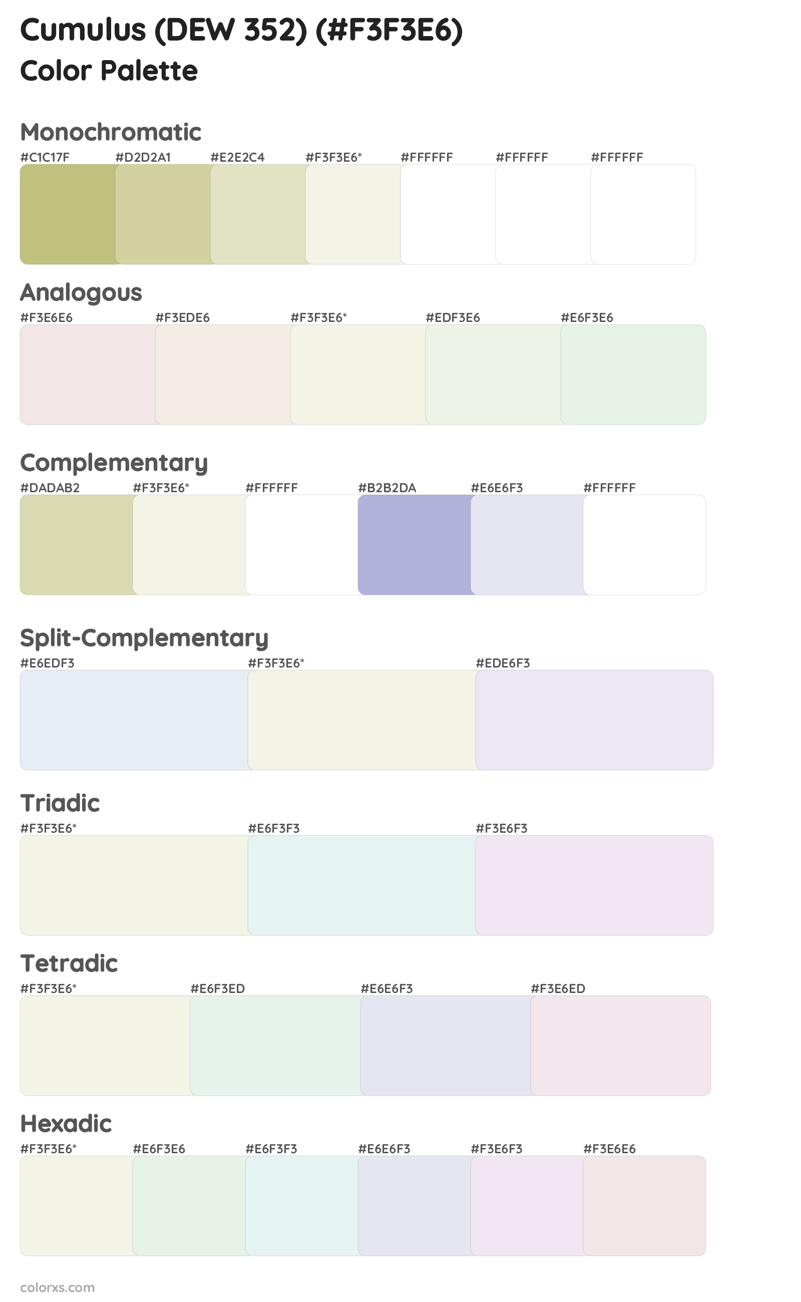 Cumulus (DEW 352) Color Scheme Palettes