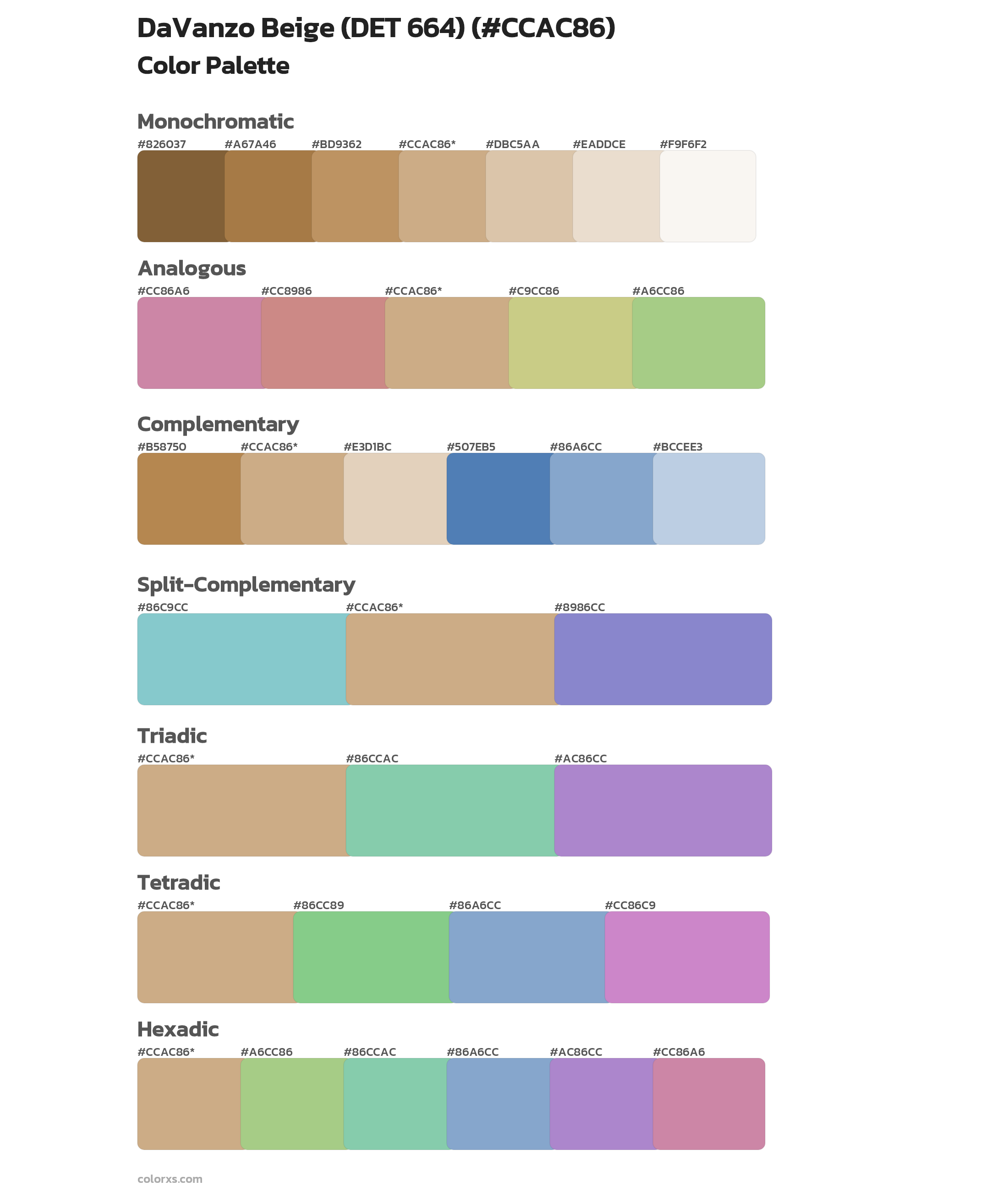 DaVanzo Beige (DET 664) Color Scheme Palettes