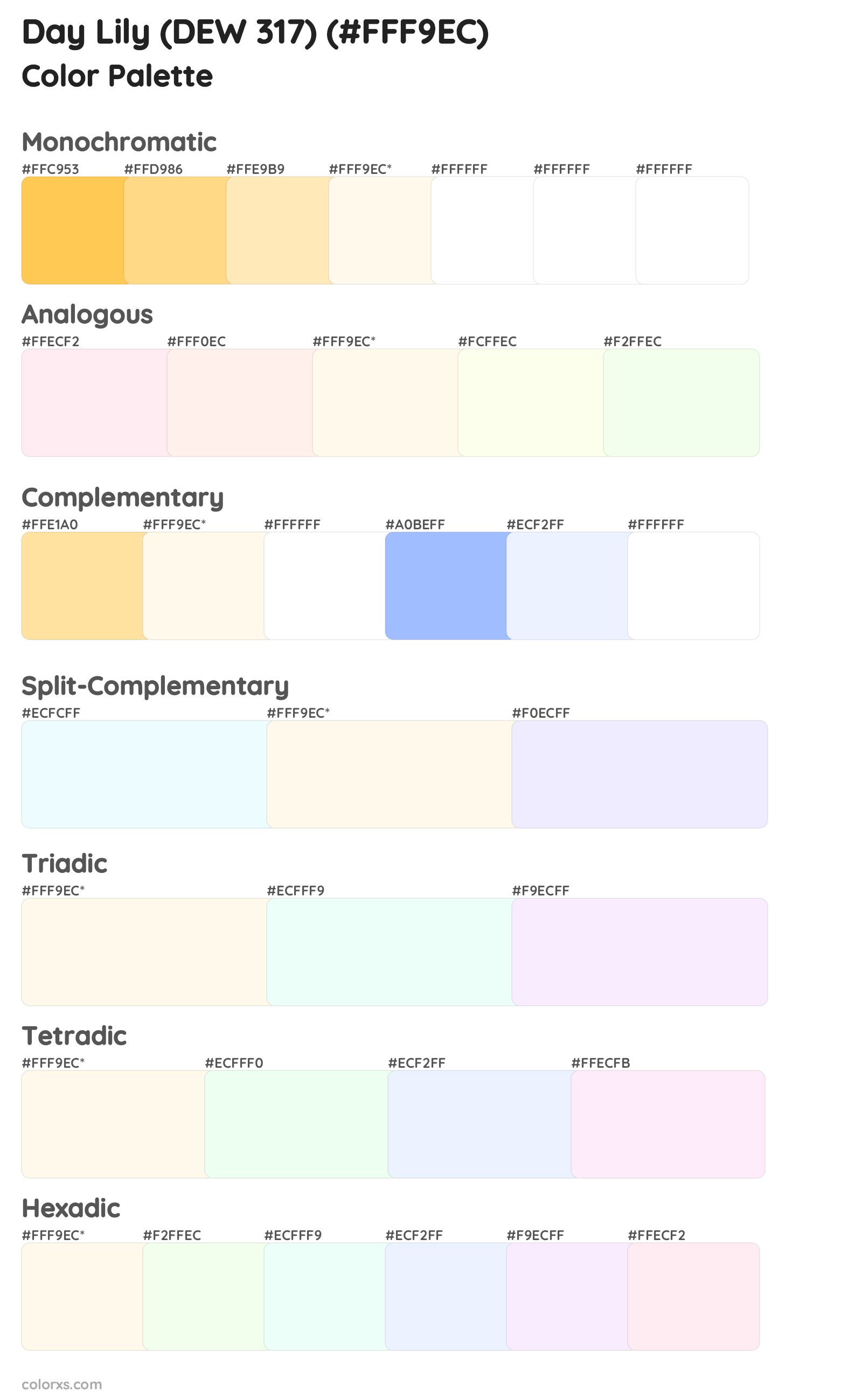 Day Lily (DEW 317) Color Scheme Palettes