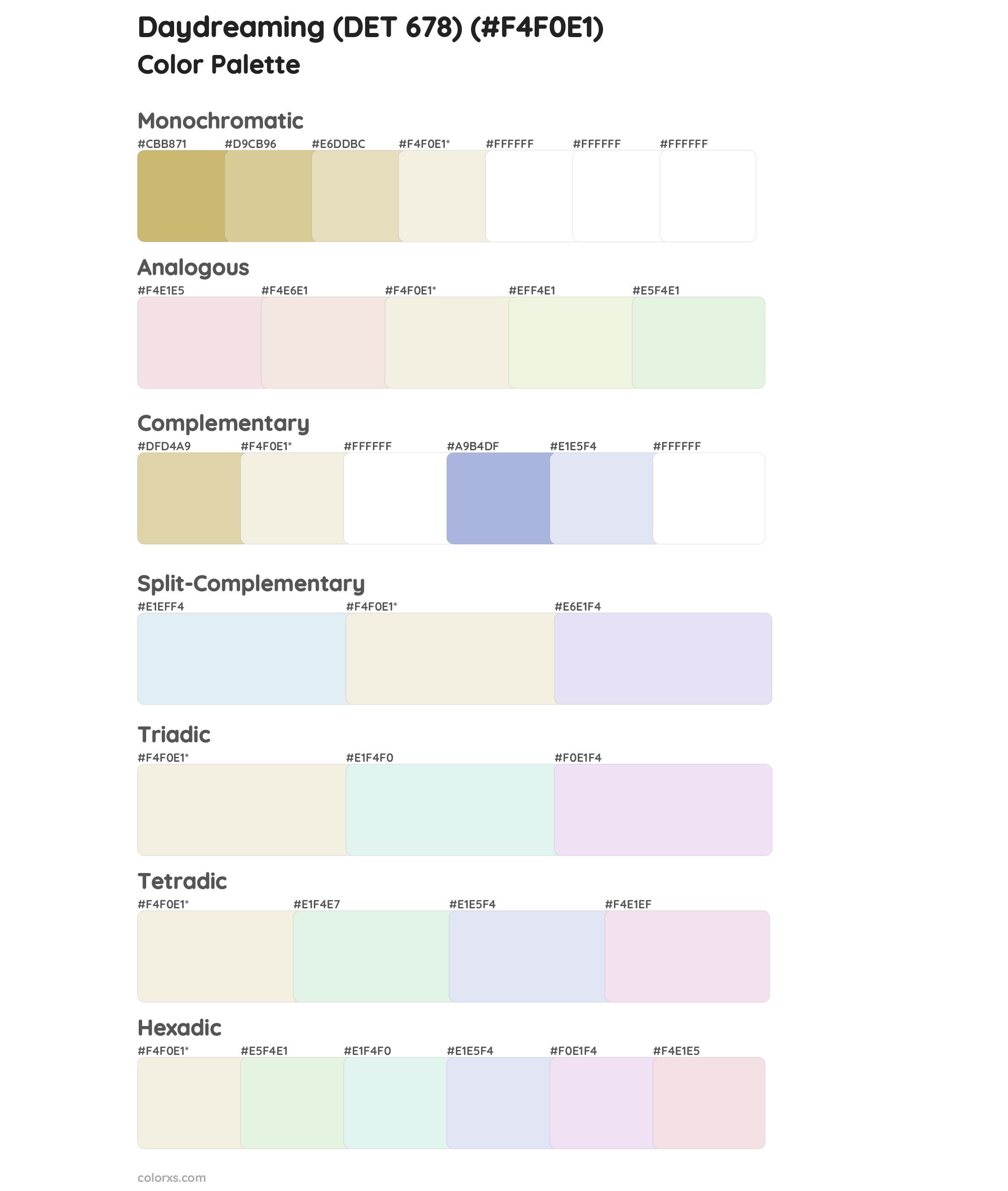 Daydreaming (DET 678) Color Scheme Palettes