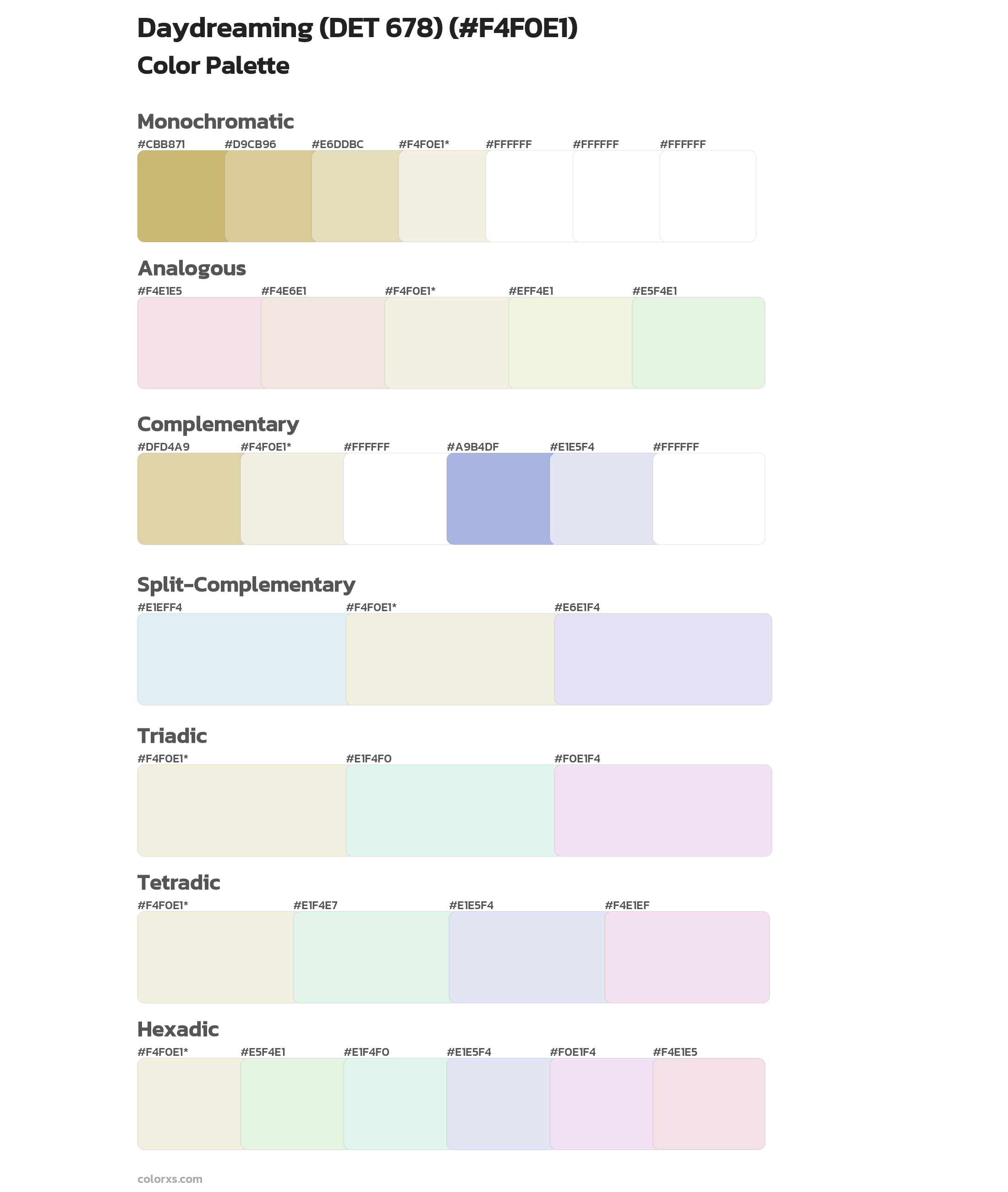 Daydreaming (DET 678) Color Scheme Palettes