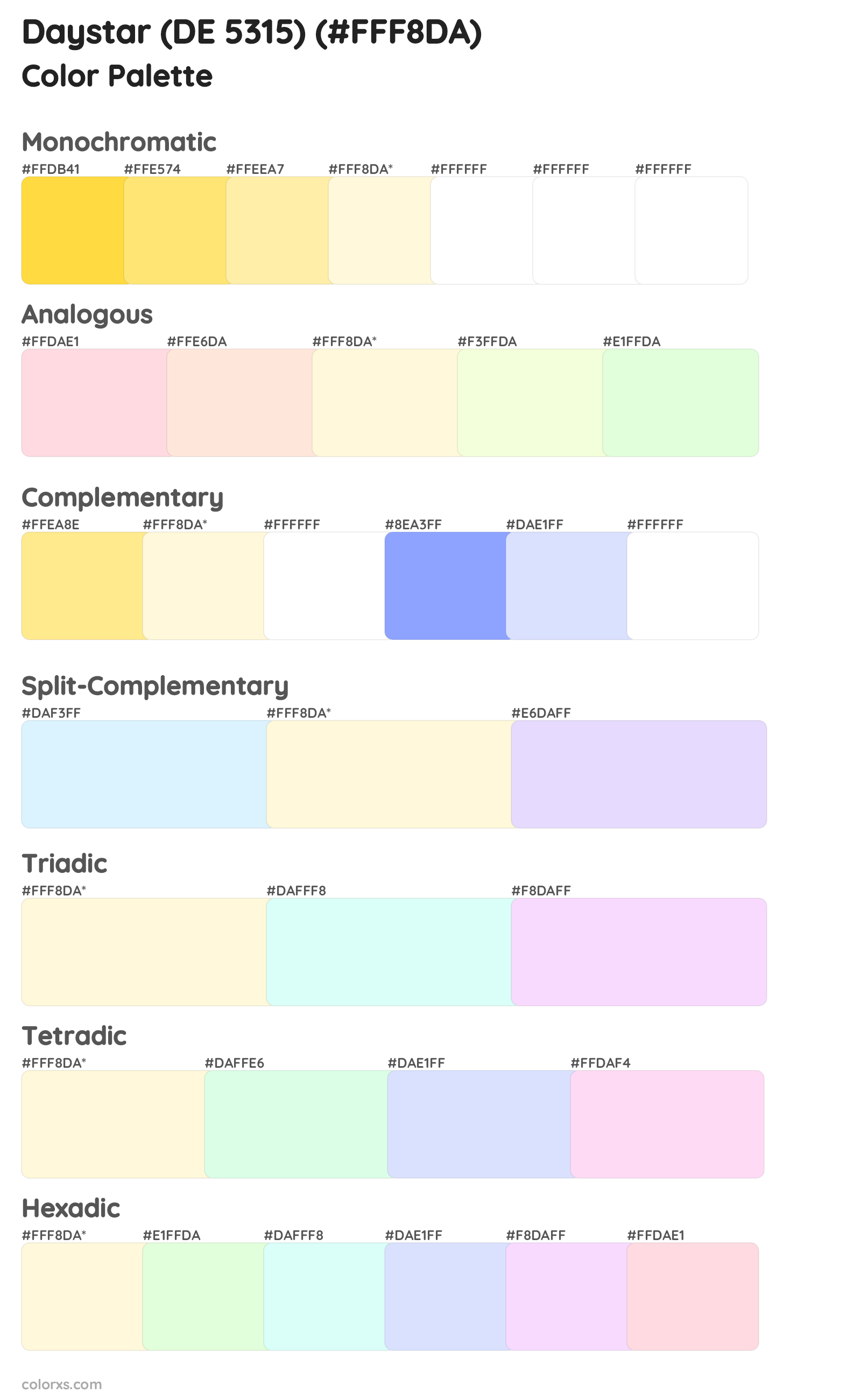 Daystar (DE 5315) Color Scheme Palettes