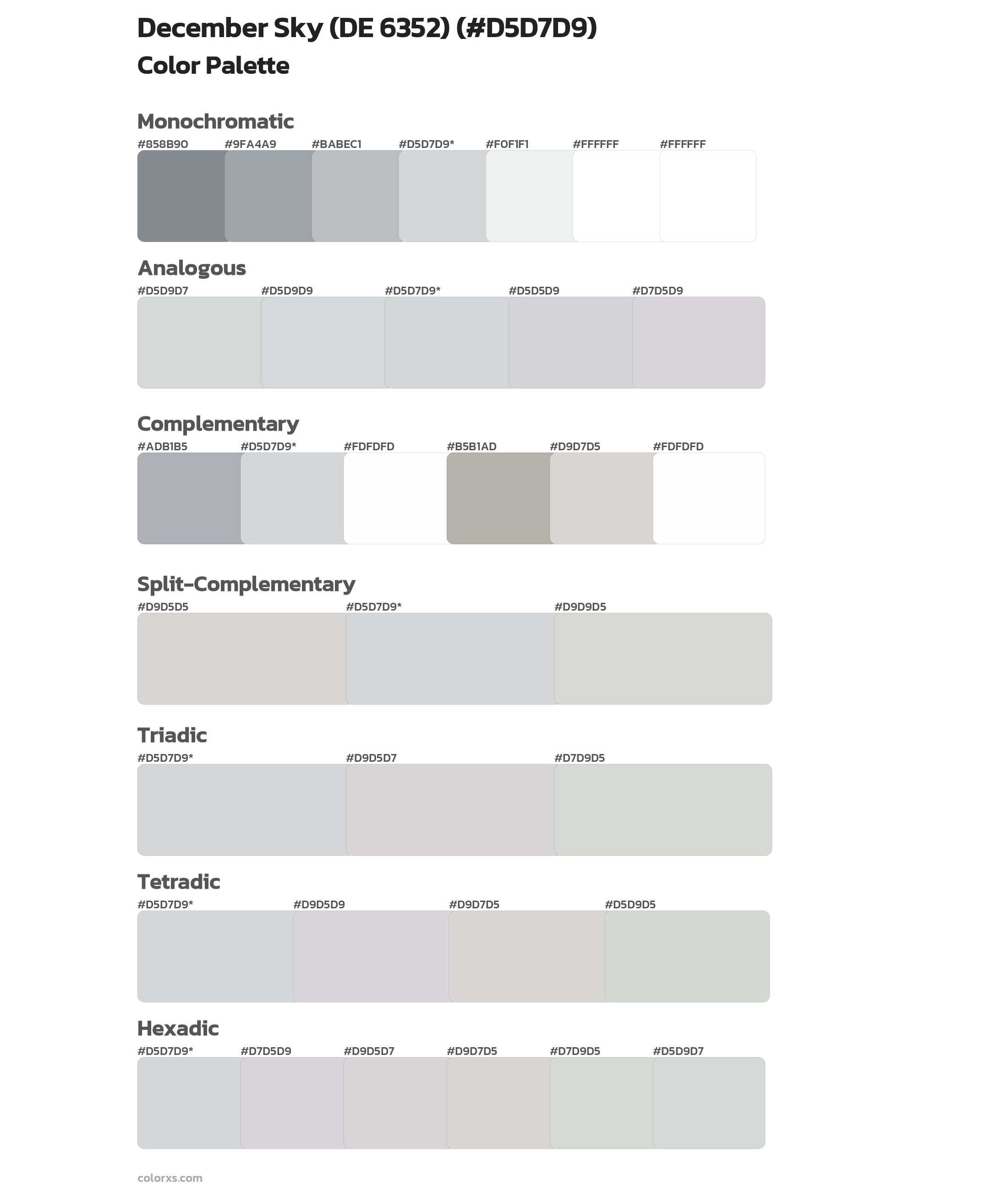 December Sky (DE 6352) Color Scheme Palettes