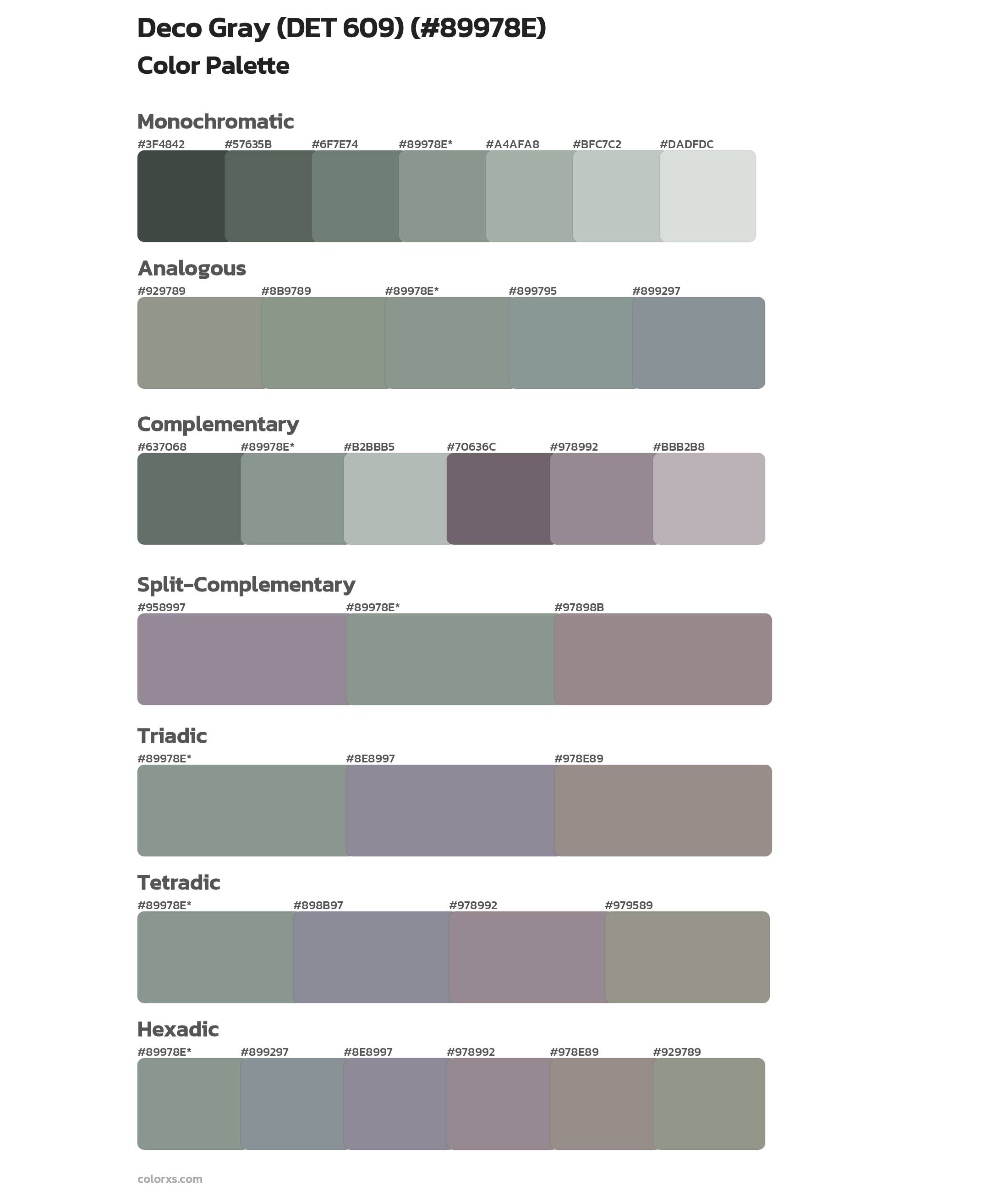 Deco Gray (DET 609) Color Scheme Palettes