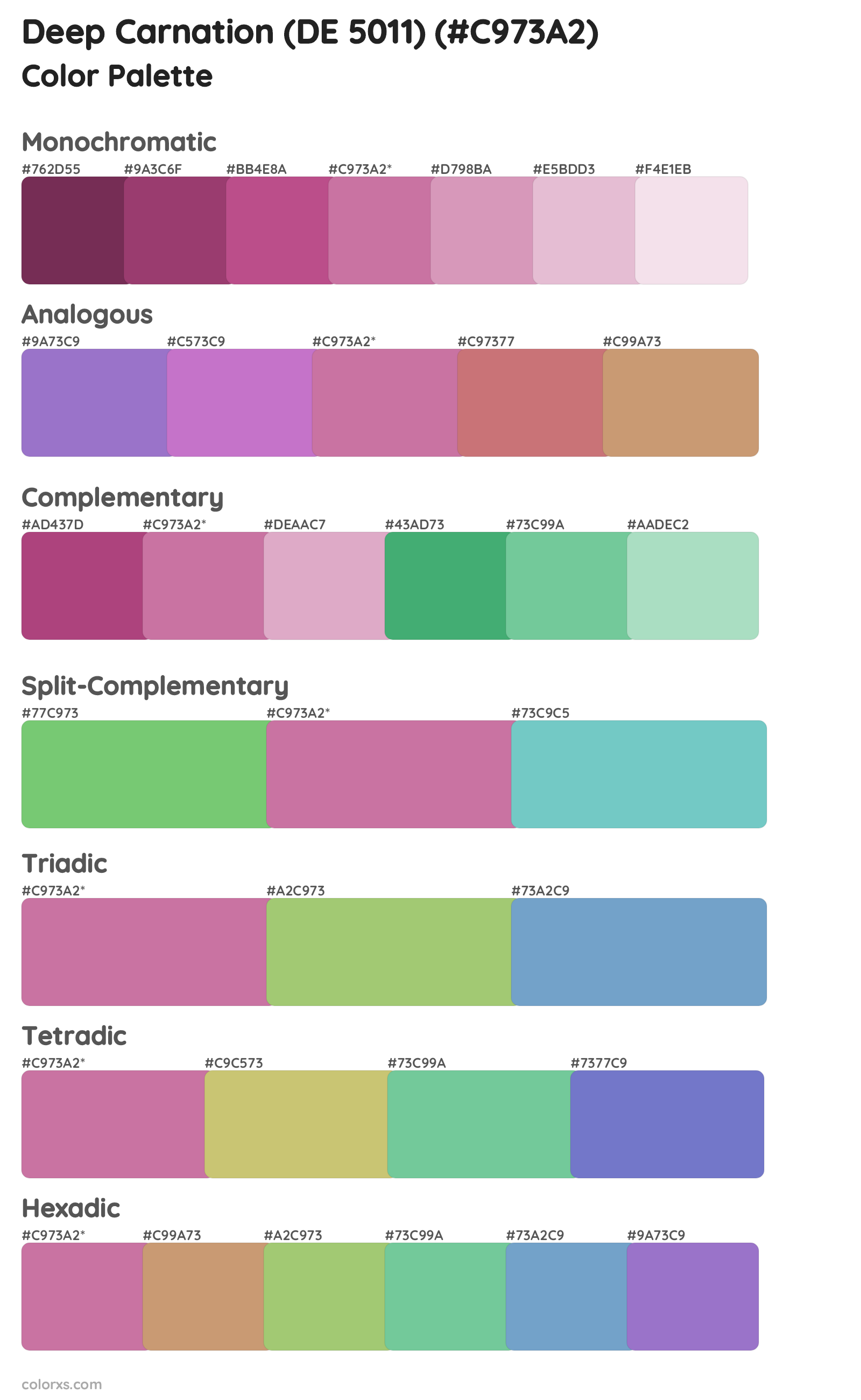 Deep Carnation (DE 5011) Color Scheme Palettes
