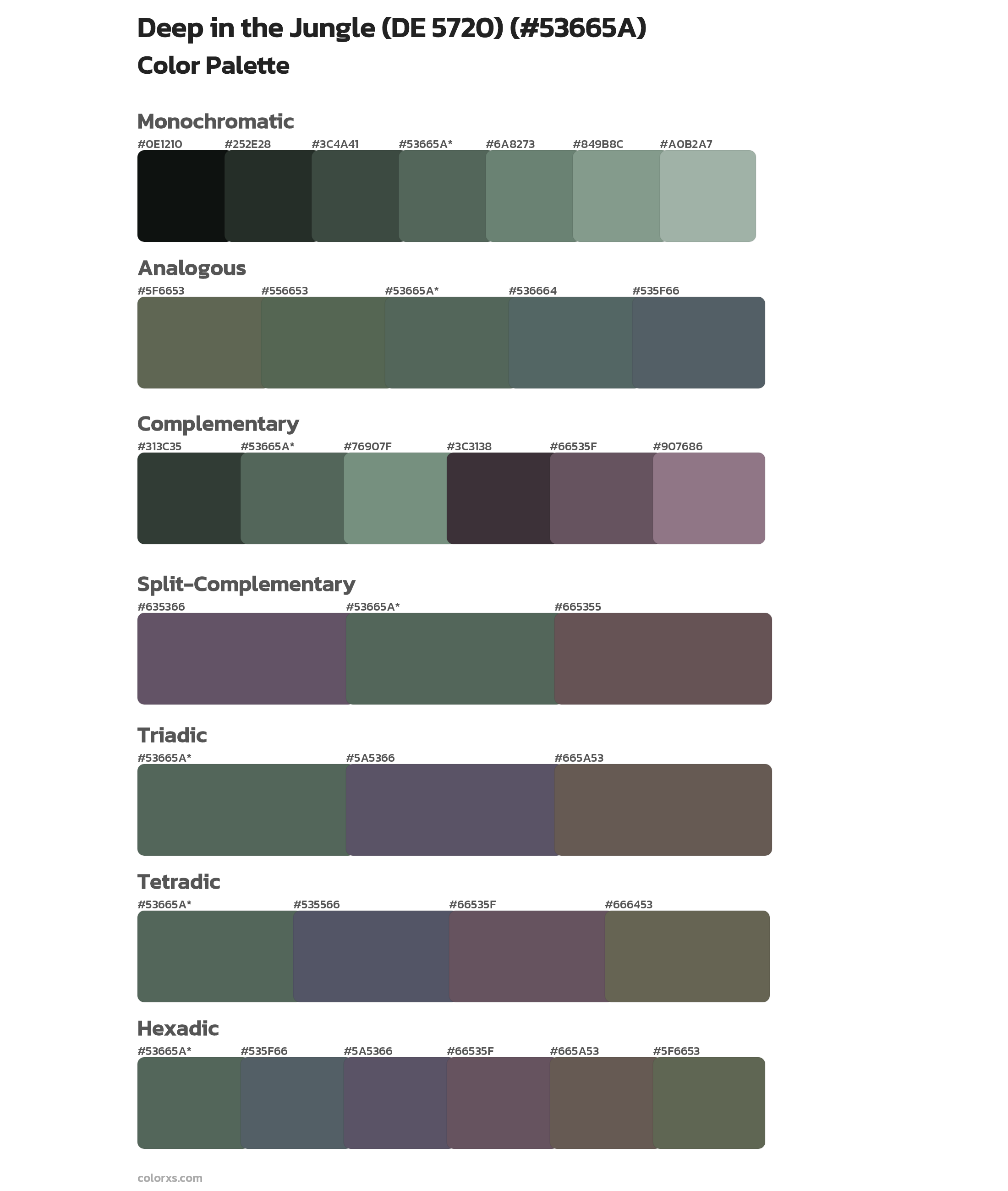 Deep in the Jungle (DE 5720) Color Scheme Palettes