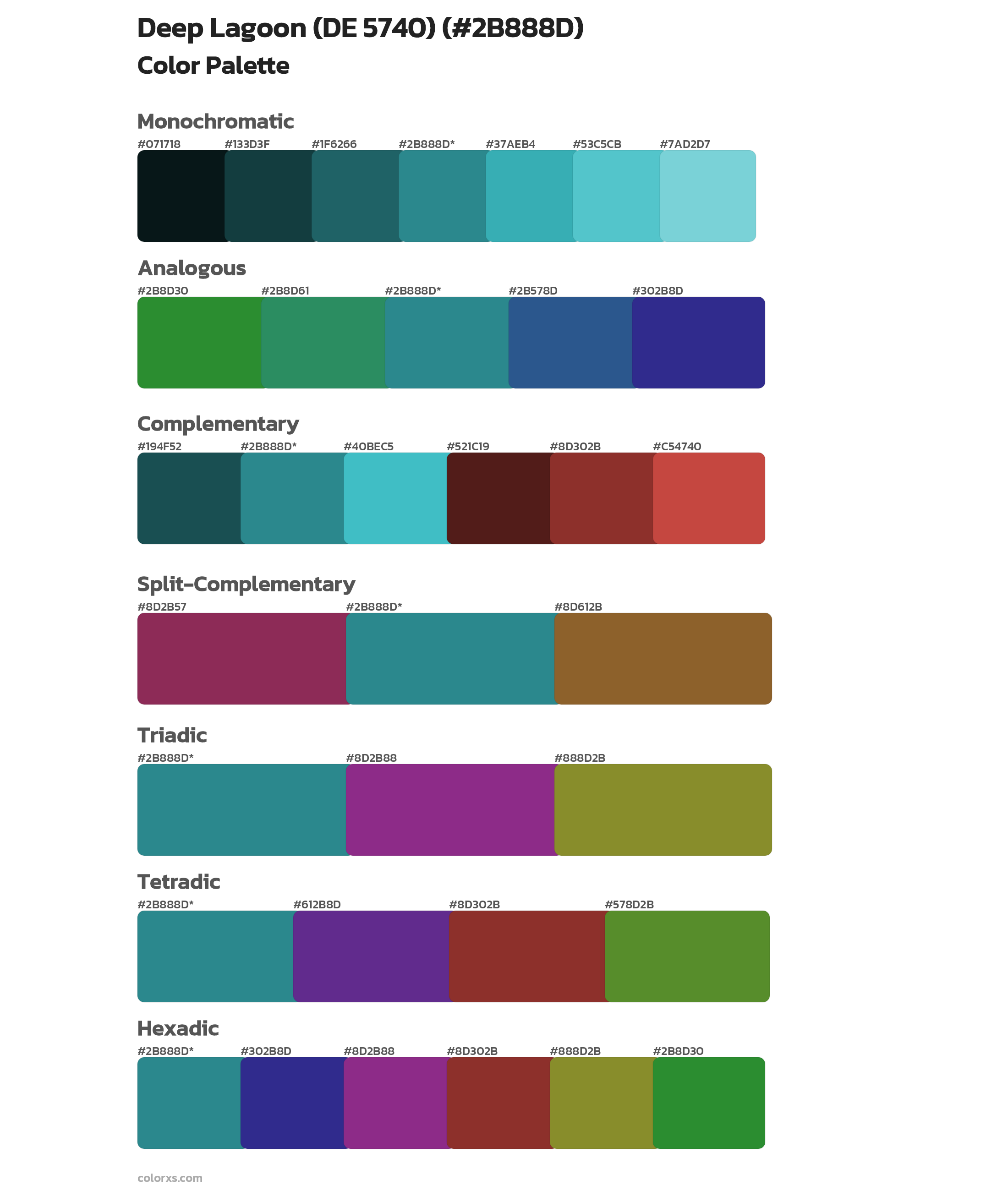Deep Lagoon (DE 5740) Color Scheme Palettes