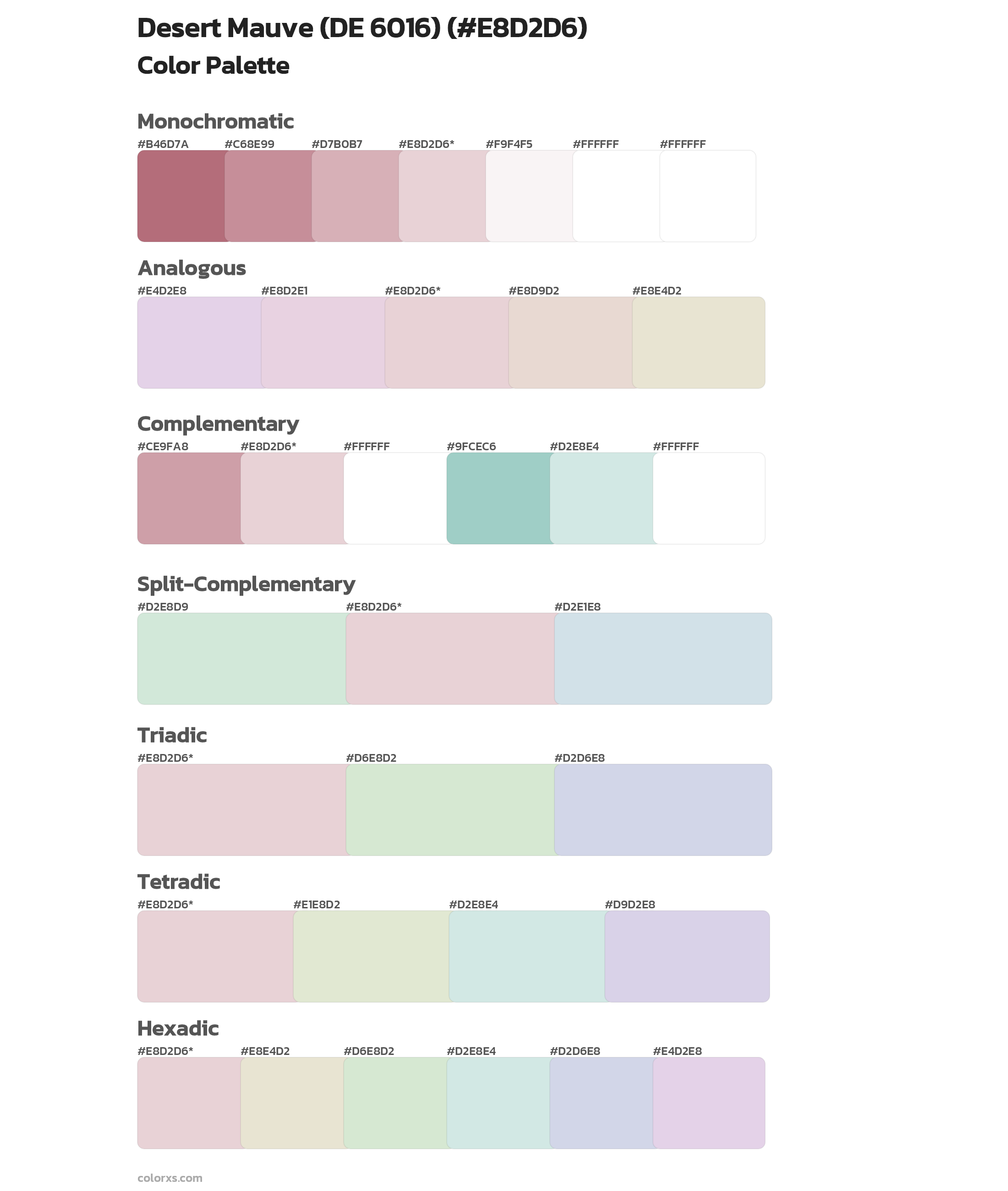 Desert Mauve (DE 6016) Color Scheme Palettes