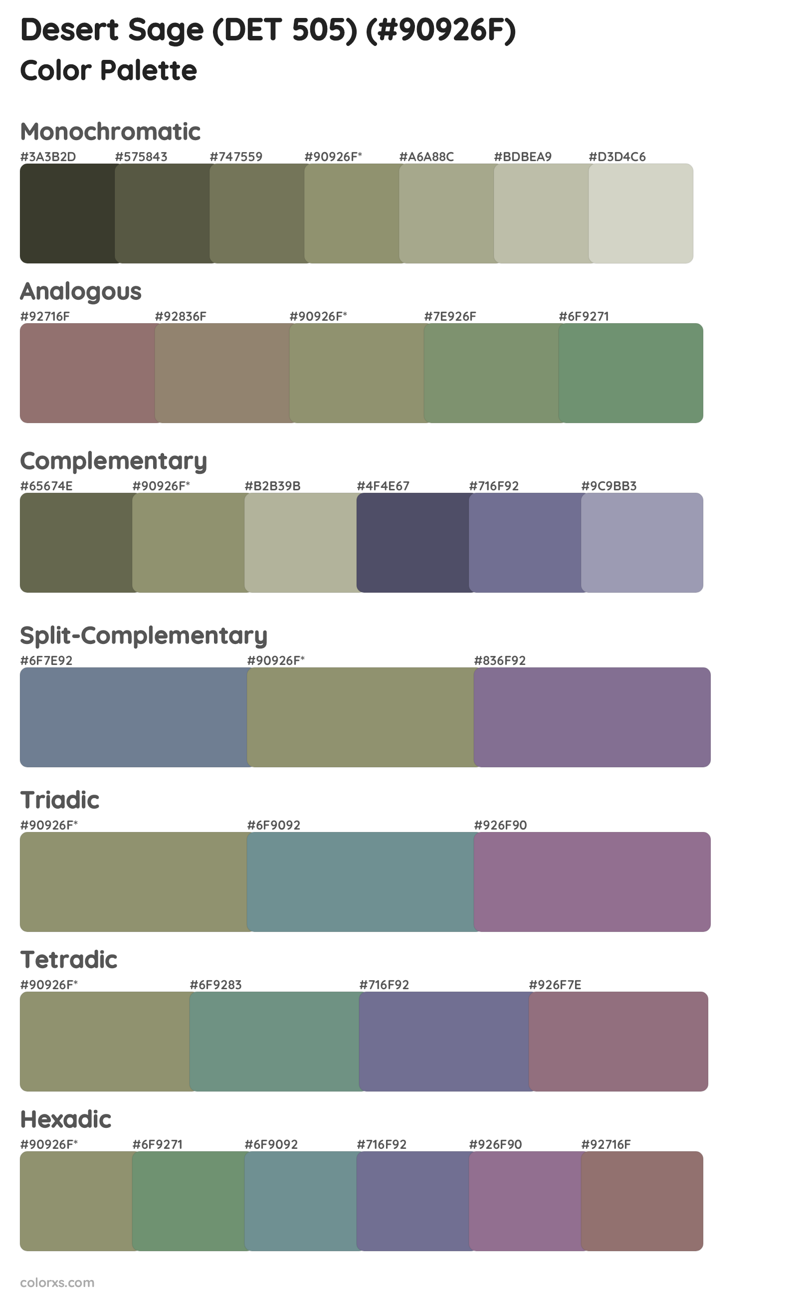 Desert Sage (DET 505) Color Scheme Palettes